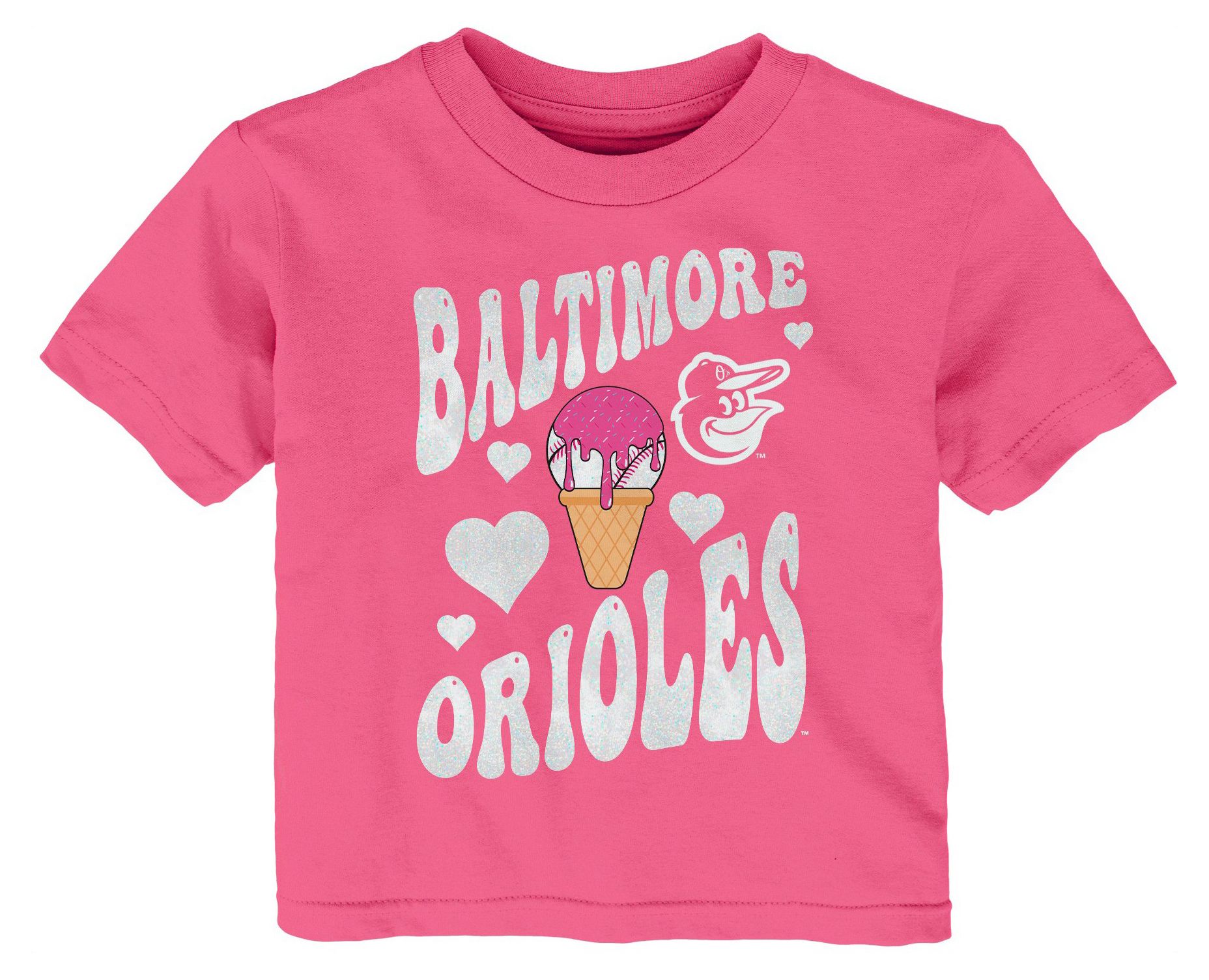 MLB Team Apparel Toddler Baltimore Orioles Pink Ice Cream T-Shirt