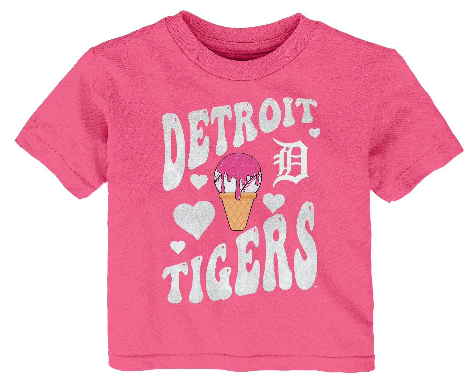 MLB Team Apparel Toddler Detroit Tigers Pink Ice Cream T-Shirt