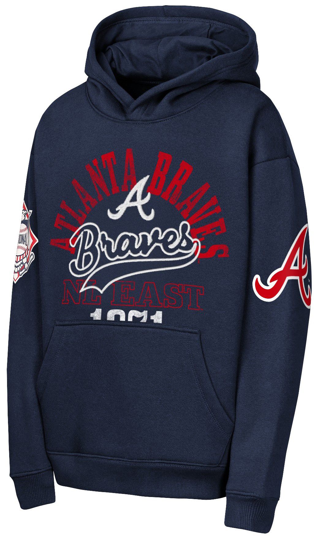 MLB Team Apparel Youth Atlanta Braves Navy Sweep Fleece Hoodie