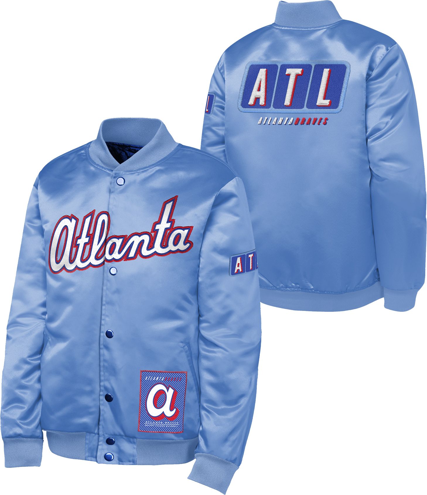 MLB Team Apparel Youth Atlanta Braves Tan 2026 City Connect Satin Jacket