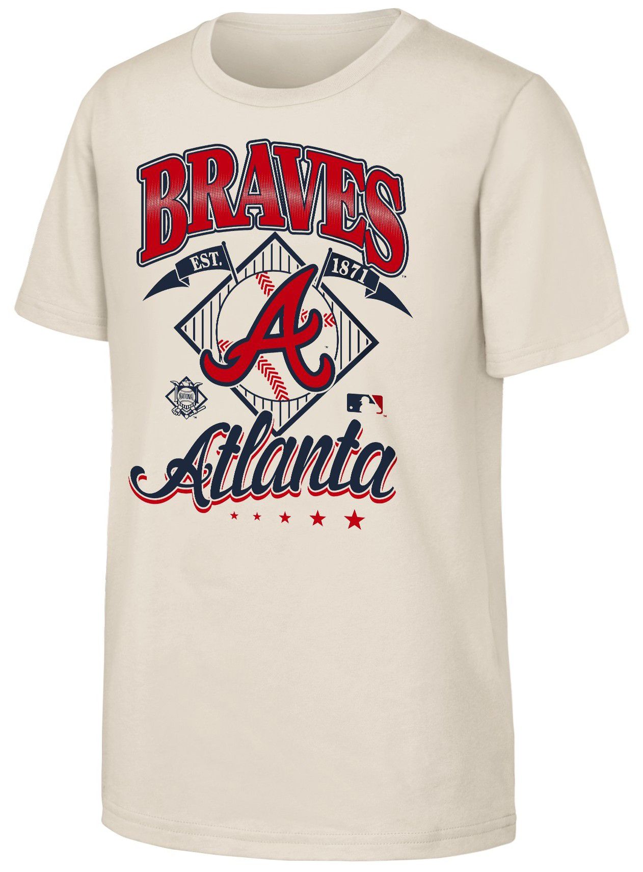 MLB Team Apparel Youth Atlanta Braves Tan Triple Hit T-Shirt