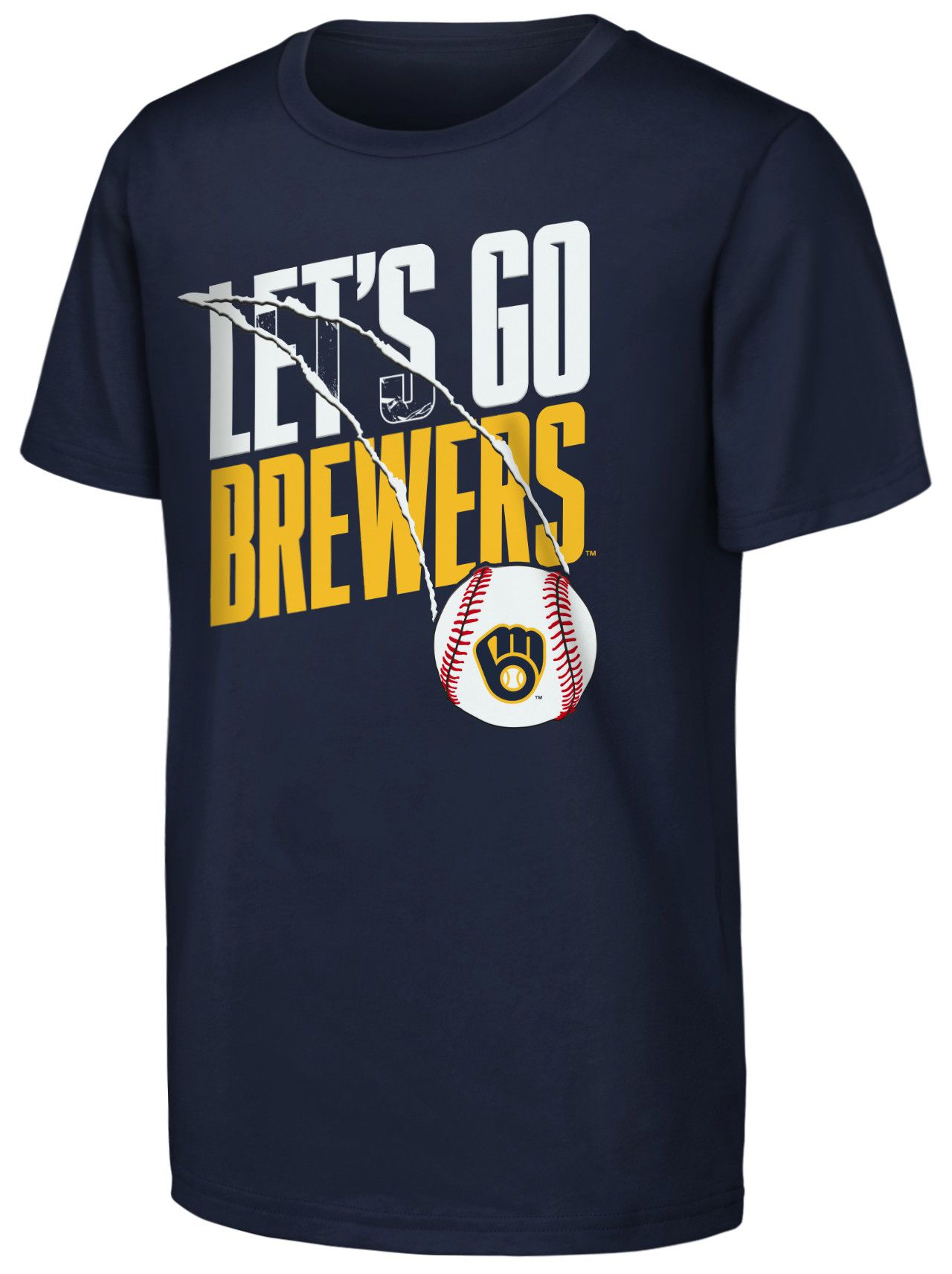 MLB Team Apparel Youth Milwaukee Brewers Navy Splitter T-Shirt