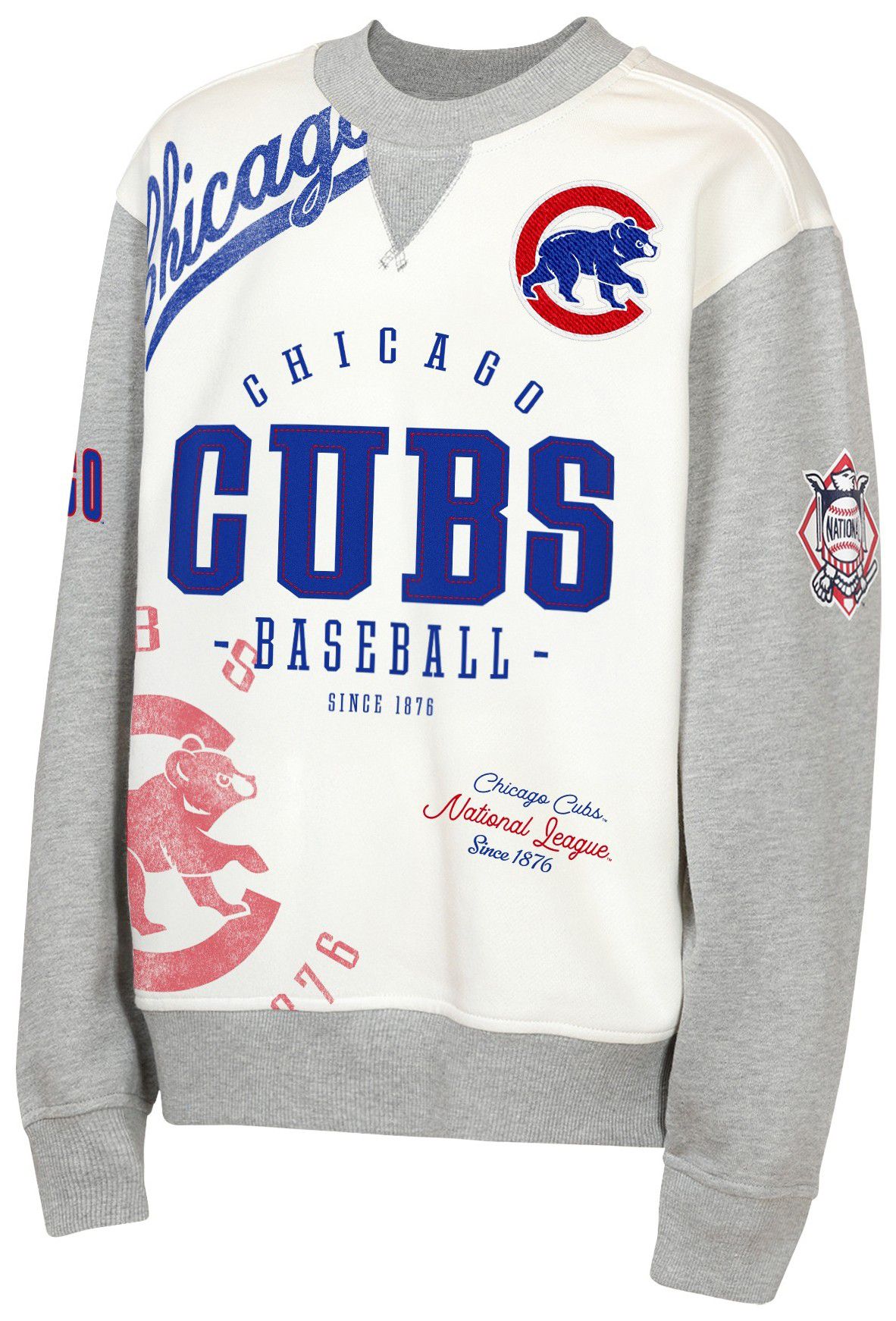 MLB Team Apparel Youth Chicago Cubs Tan Power Hit Crewneck Sweatshirt