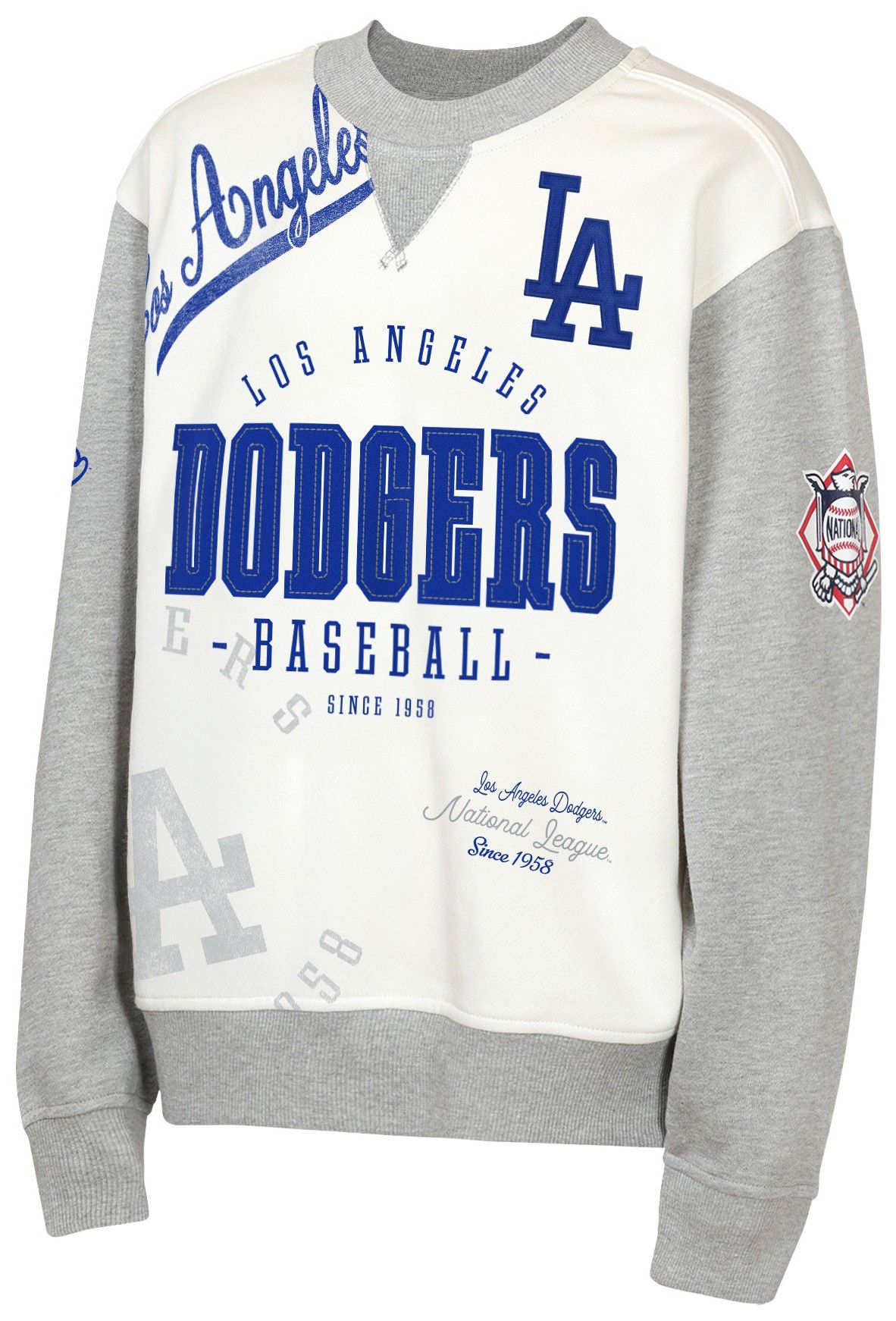 MLB Team Apparel Youth Los Angeles Dodgers Tan Power Hit Crewneck Sweatshirt