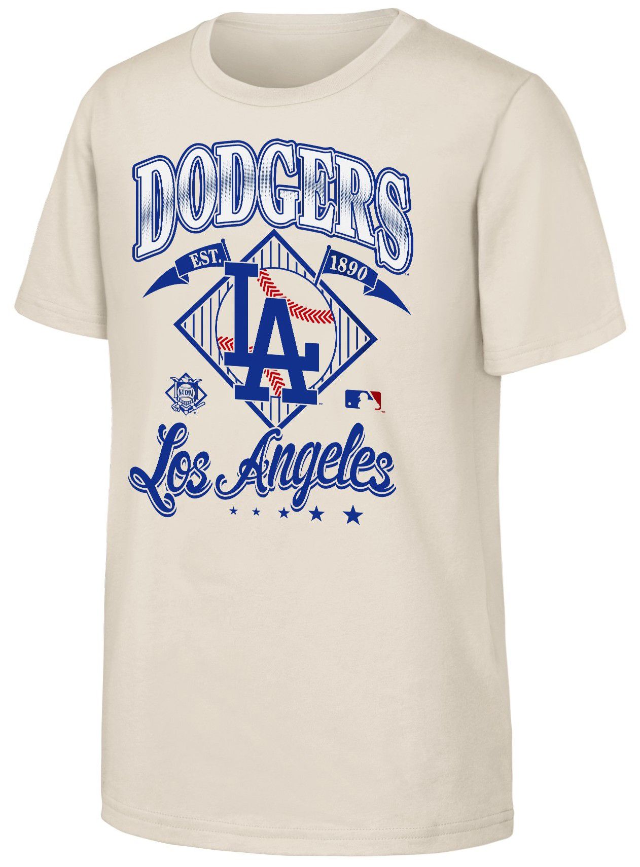 MLB Team Apparel Youth Los Angeles Dodgers Tan Triple Hit T-Shirt