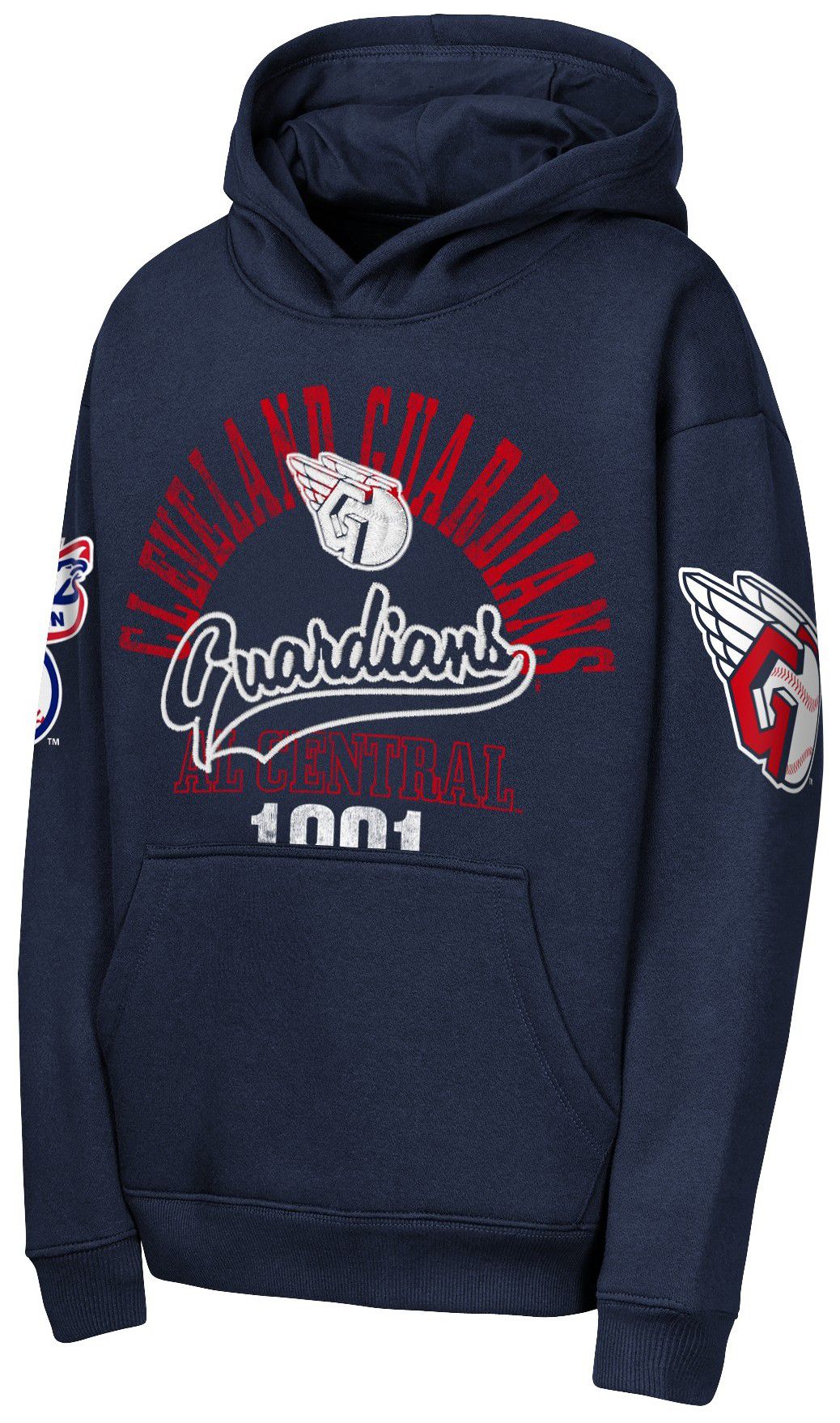MLB Team Apparel Youth Cleveland Guardians Navy Sweep Fleece Hoodie