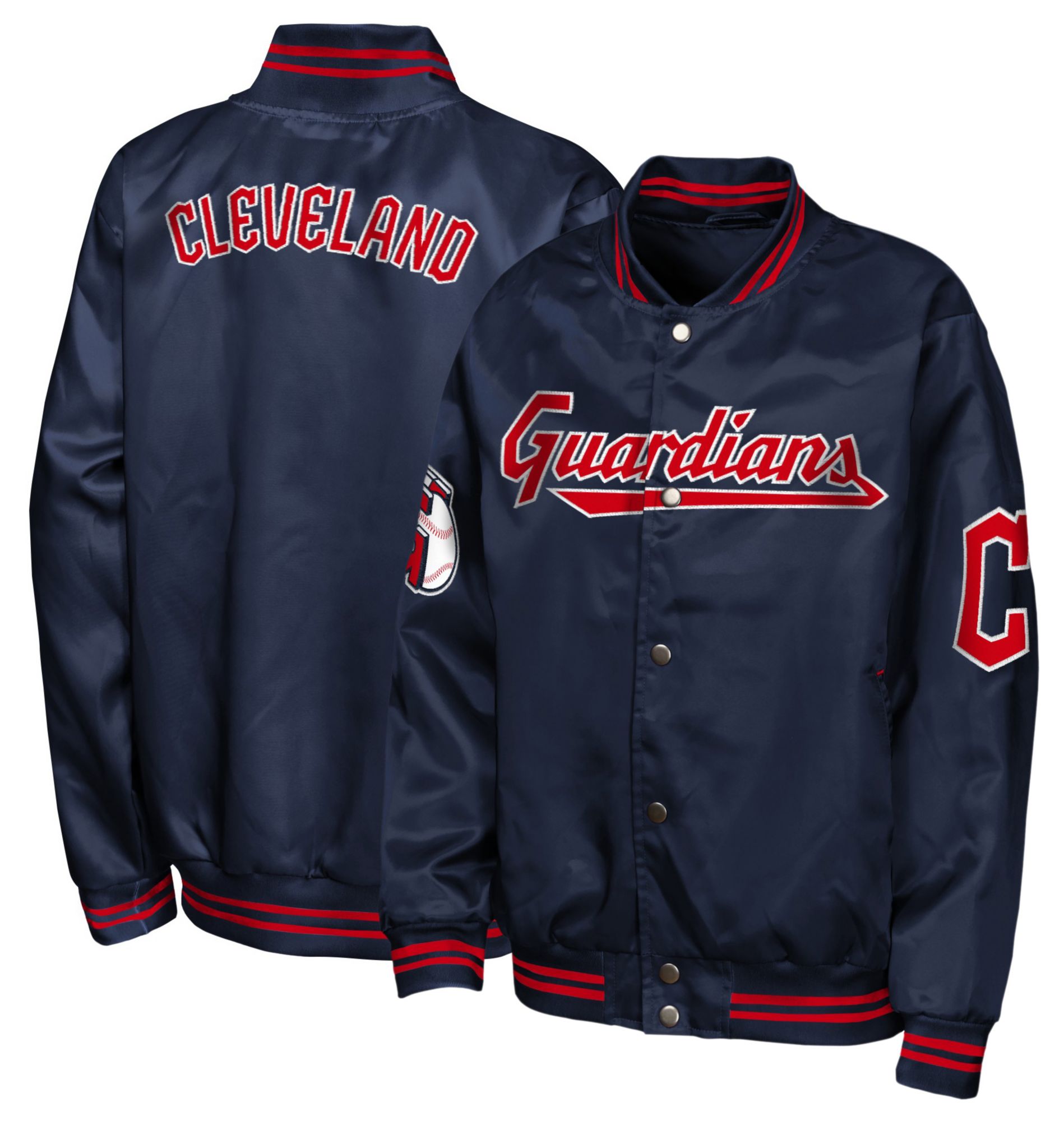 MLB Team Apparel Youth Cleveland Guardians Tailsweep Satin Jacket