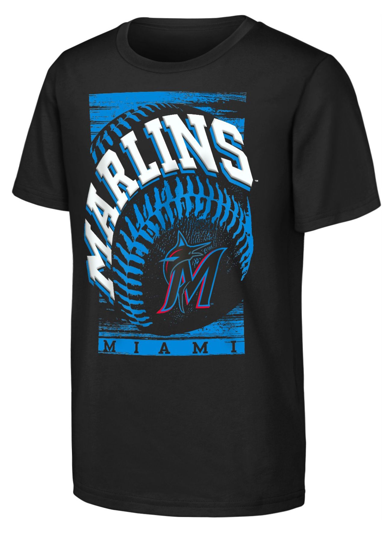 MLB Team Apparel Youth Miami Marlins Black Splitter T-Shirt