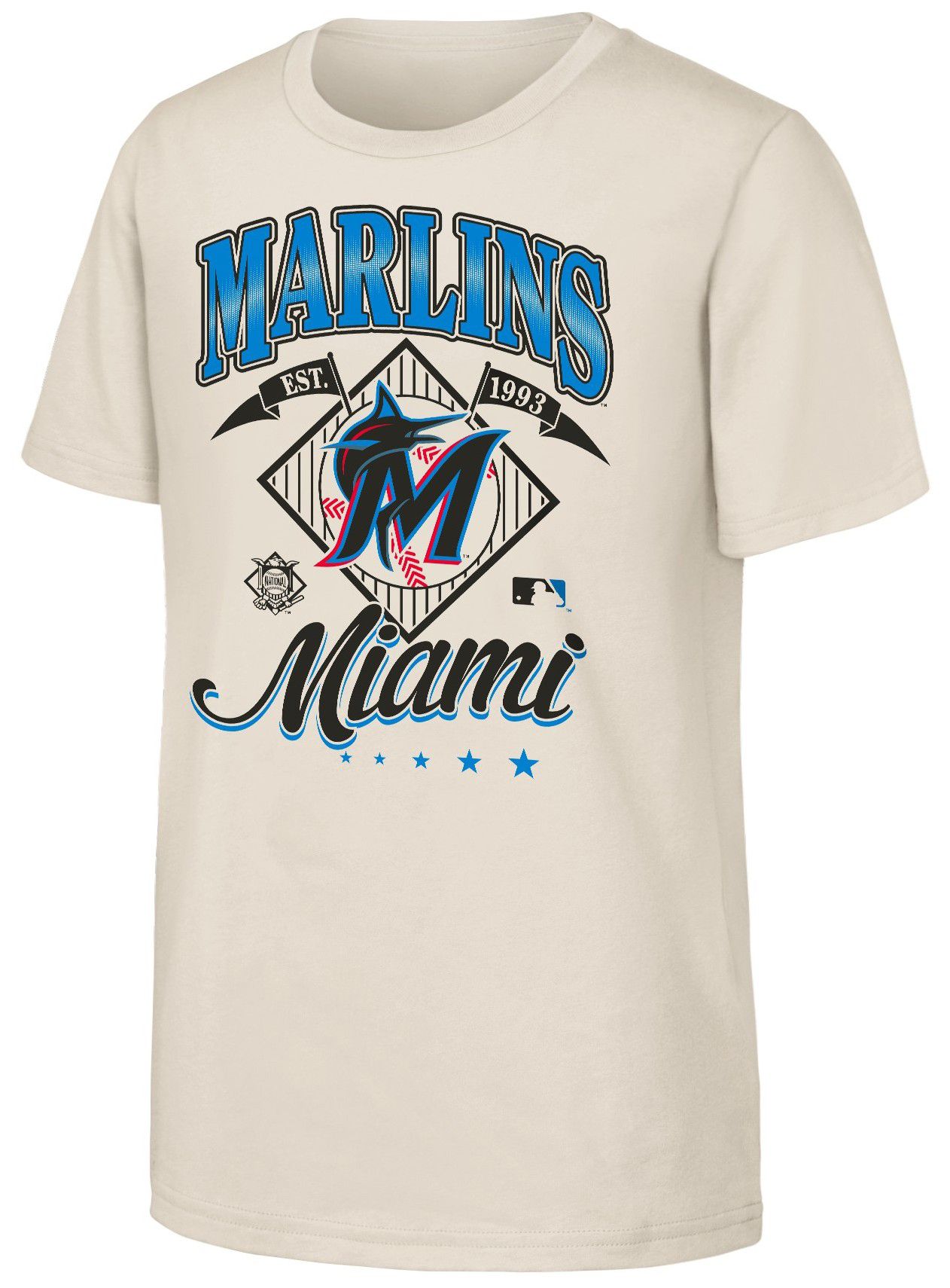 MLB Team Apparel Youth Miami Marlins Tan Triple Hit T-Shirt