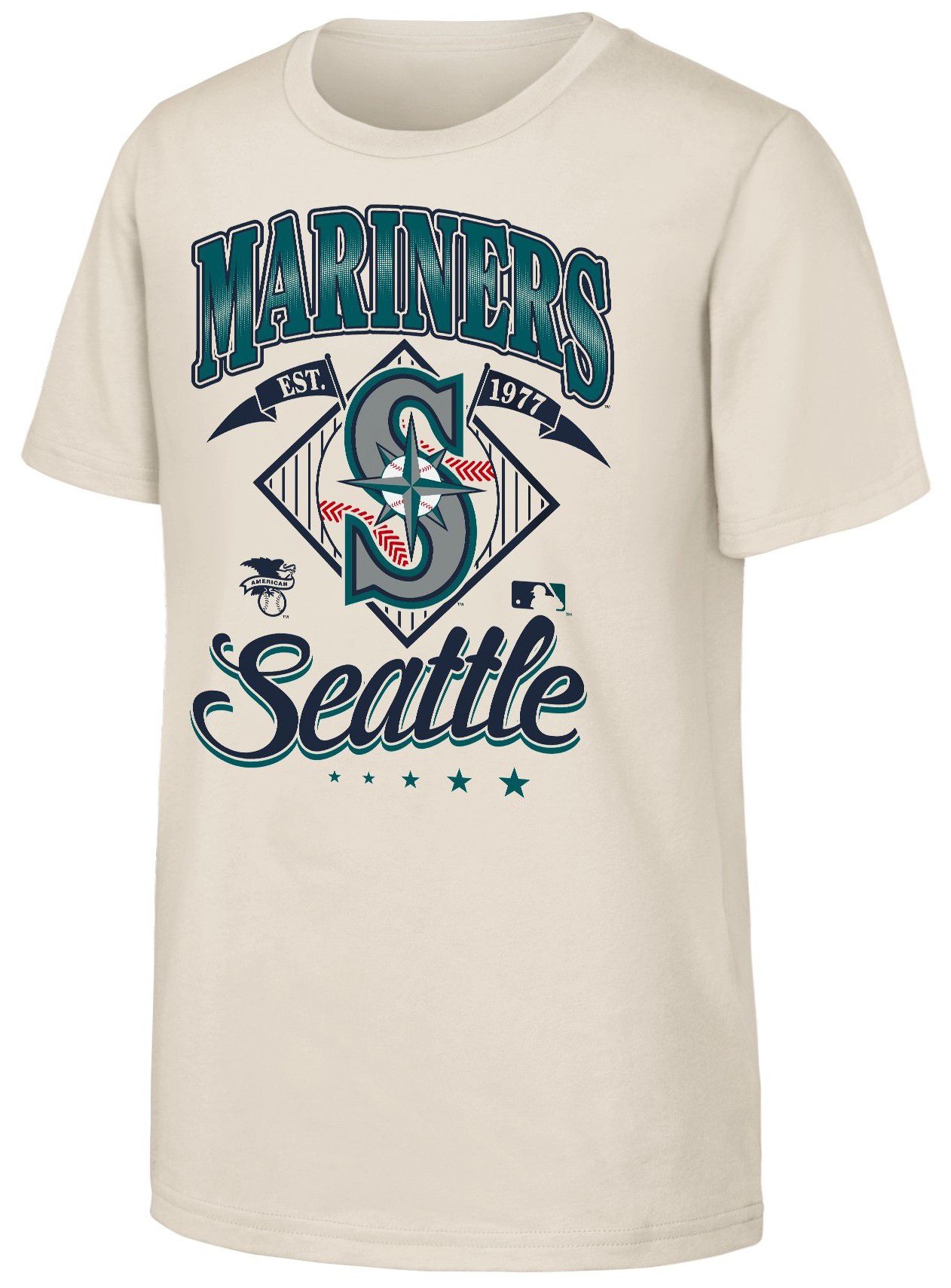 MLB Team Apparel Youth Seattle Mariners Tan Triple Hit T-Shirt