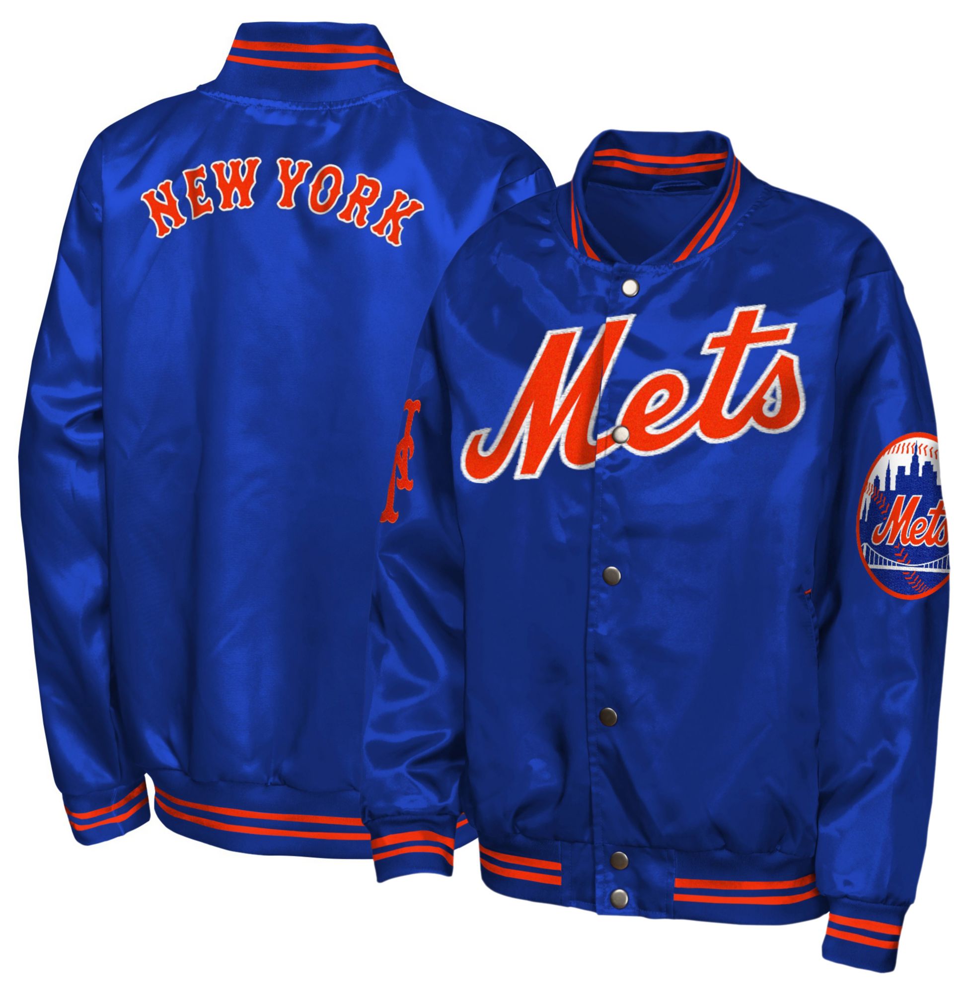 MLB Team Apparel Youth New York Mets Tailsweep Satin Jacket