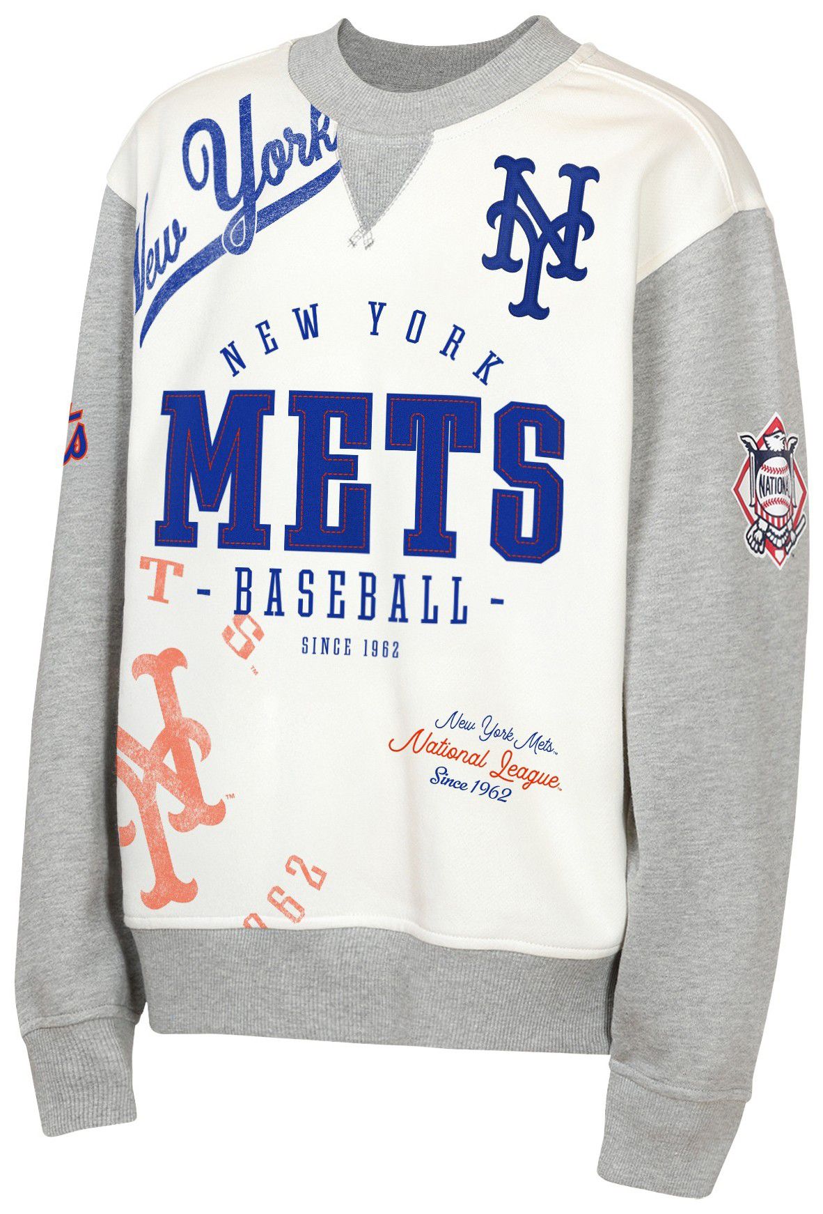 MLB Team Apparel Youth New York Mets Tan Power Hit Crewneck Sweatshirt