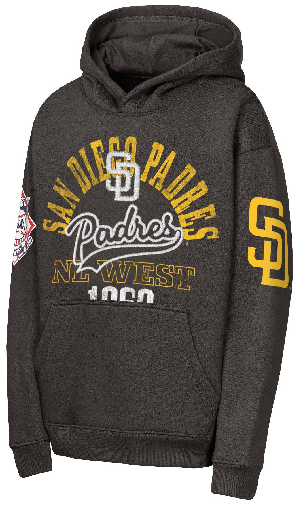 MLB Team Apparel Youth San Diego Padres Black Sweep Fleece Hoodie