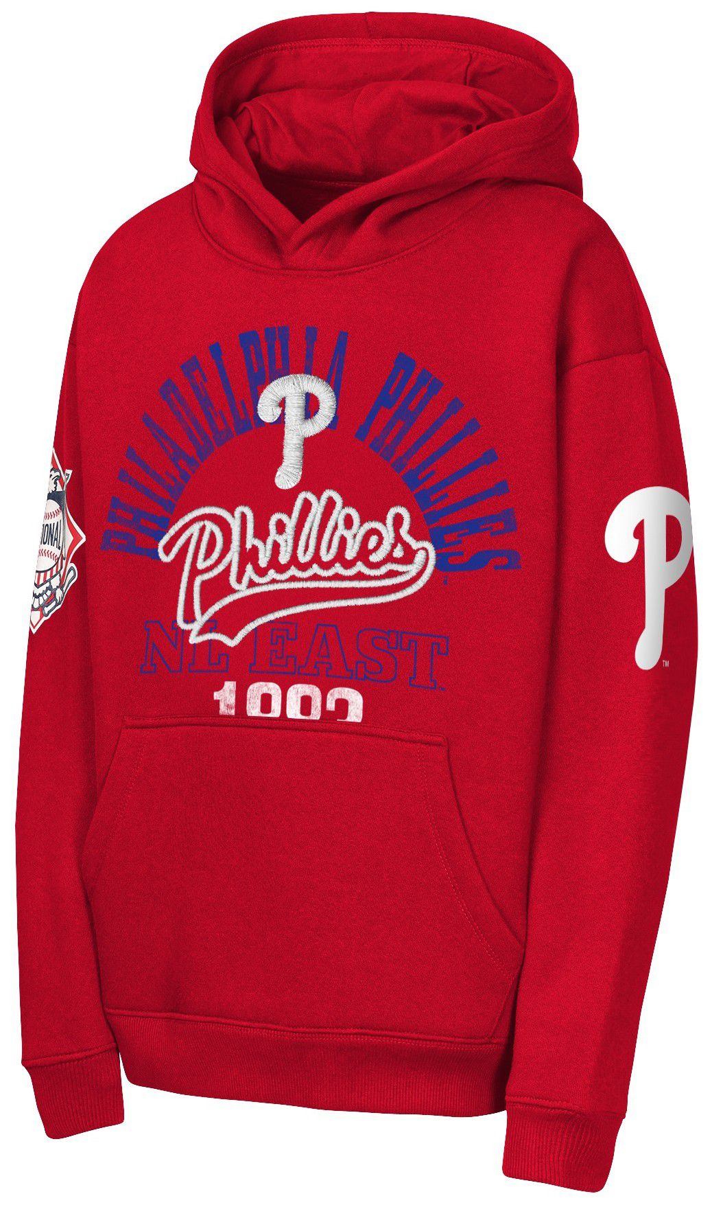 MLB Team Apparel Youth Philadelphia Phillies Red Sweep Fleece Hoodie