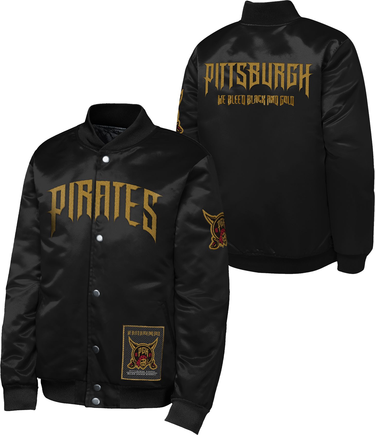 MLB Team Apparel Youth Pittsburgh Pirates Tan 2026 City Connect Satin Jacket