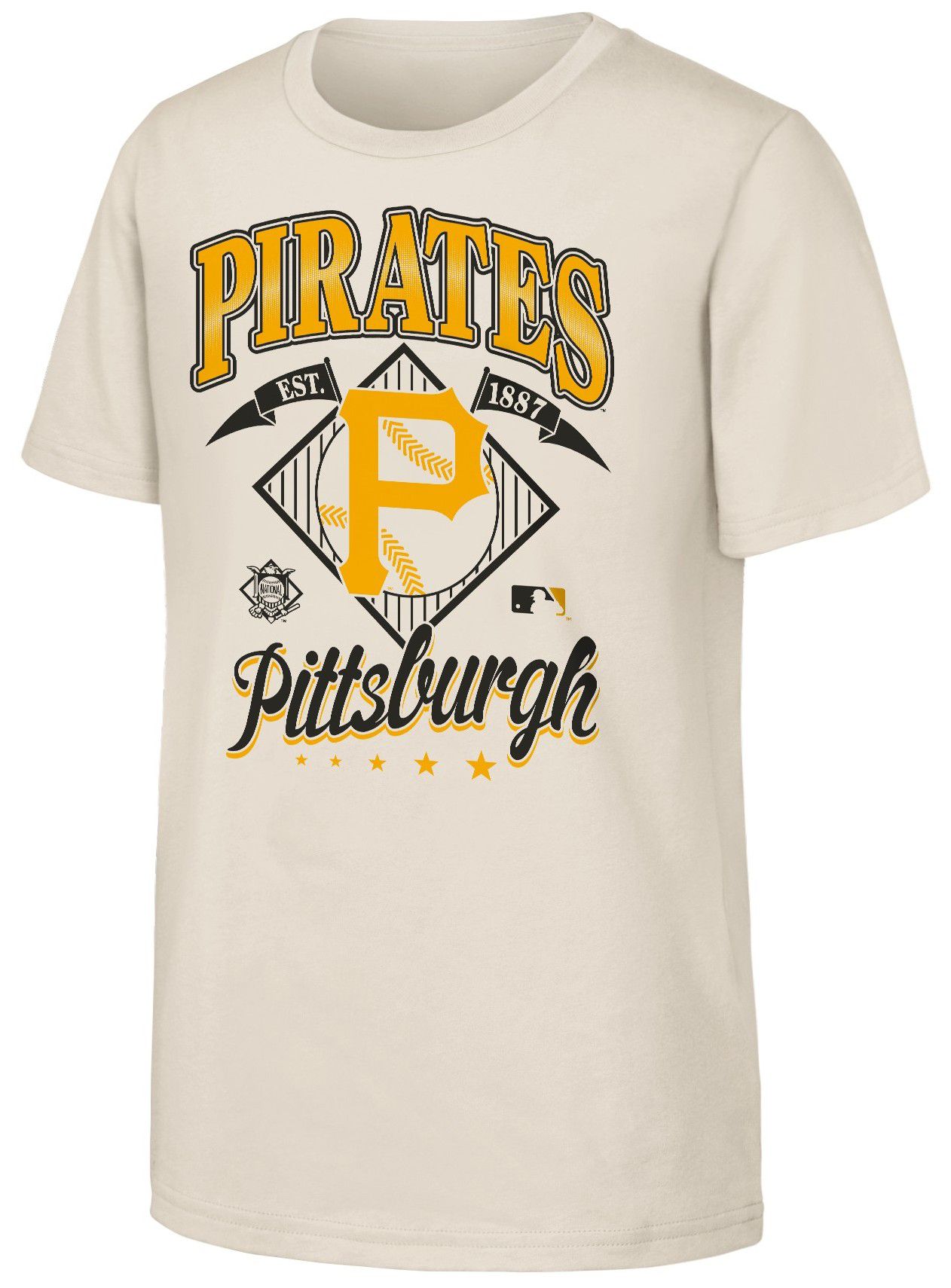 MLB Team Apparel Youth Pittsburgh Pirates Tan Triple Hit T-Shirt
