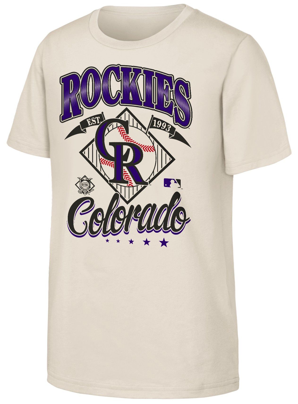 MLB Team Apparel Youth Colorado Rockies Tan Triple Hit T-Shirt