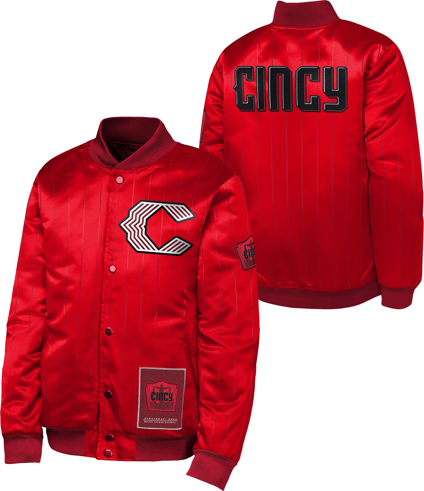 MLB Team Apparel Youth Cincinnati Reds Tan 2026 City Connect Satin Jacket
