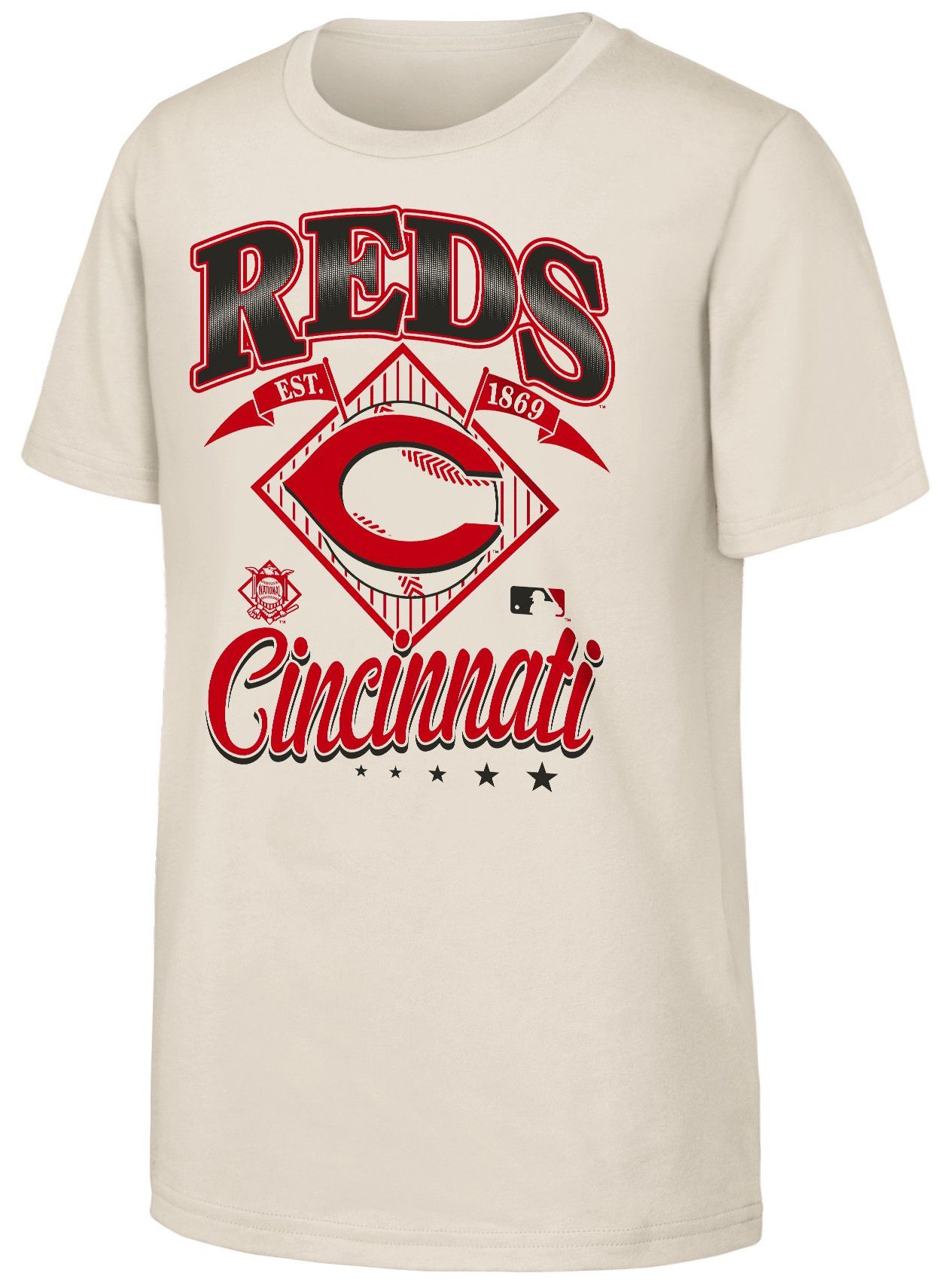 MLB Team Apparel Youth Cincinnati Reds Tan Triple Hit T-Shirt