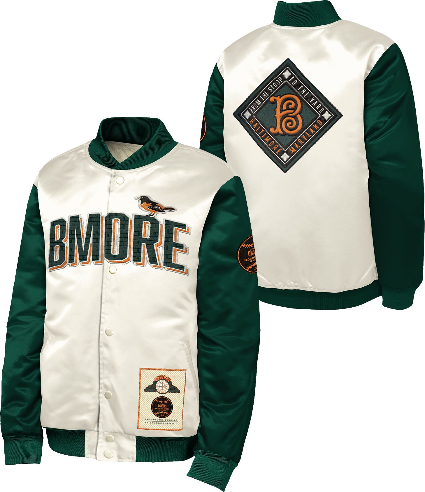 MLB Team Apparel Youth Baltimore Orioles Tan 2026 City Connect Satin Jacket