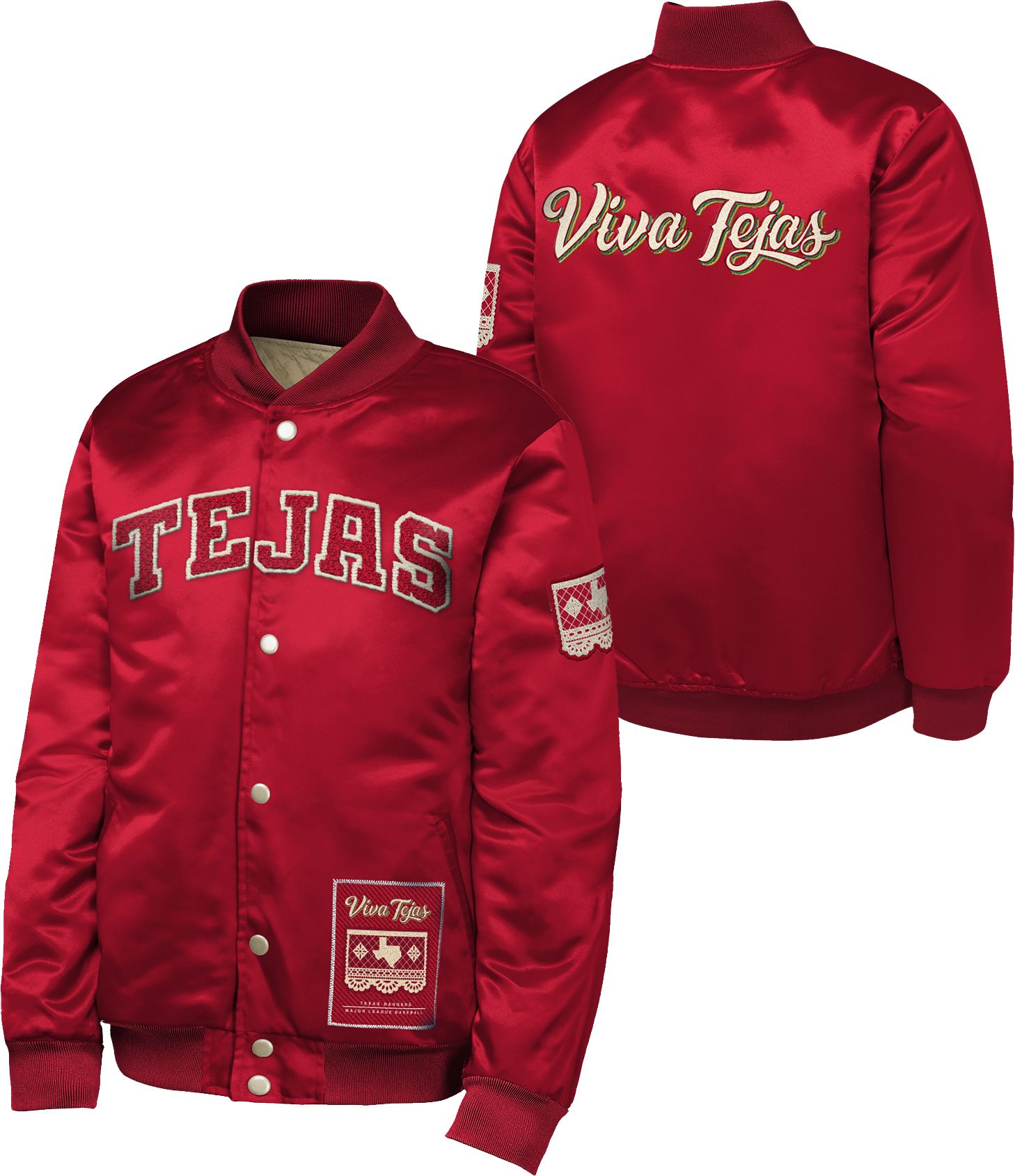 MLB Team Apparel Youth Texas Rangers Tan 2026 City Connect Satin Jacket