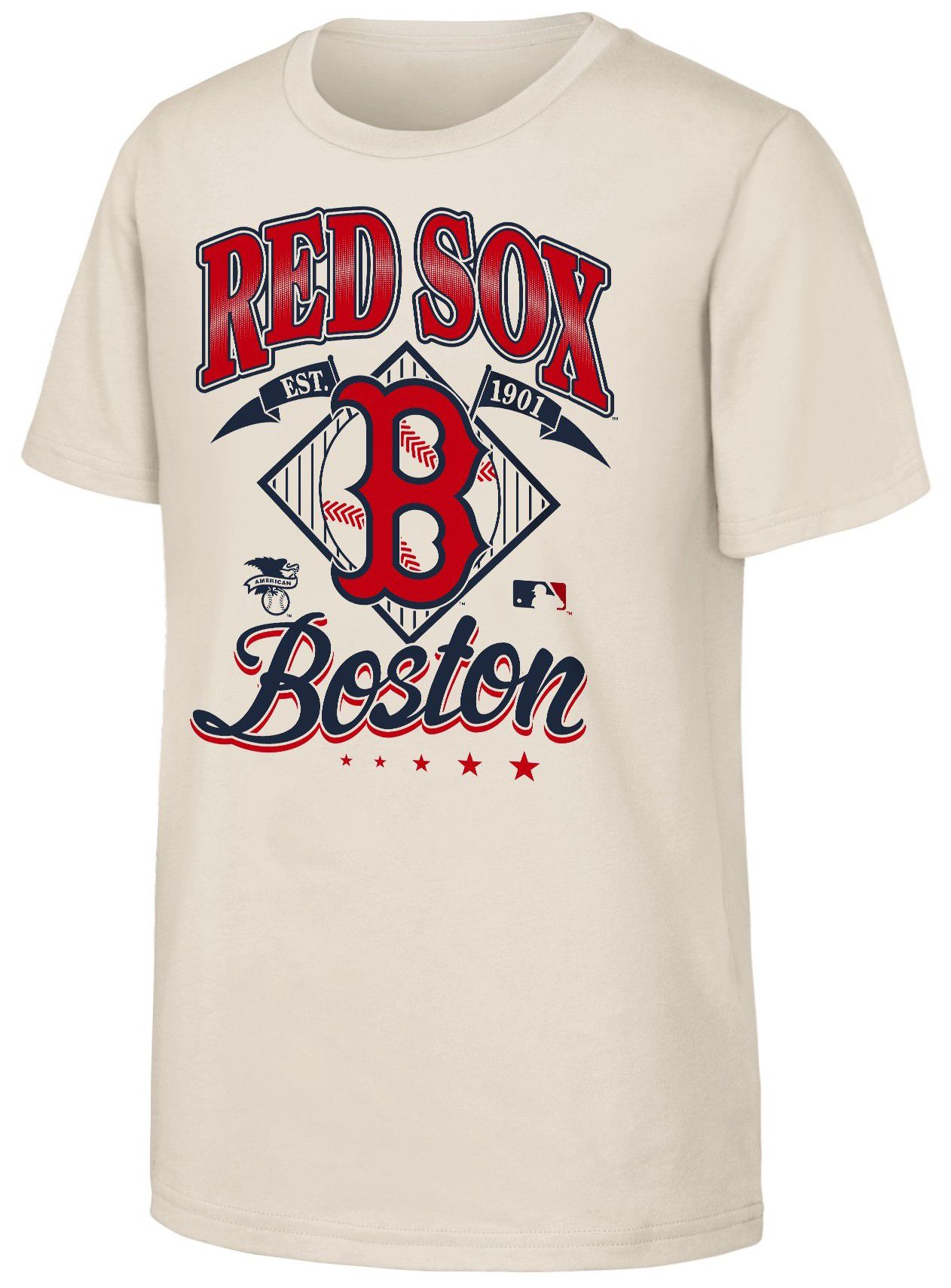 MLB Team Apparel Youth Boston Red Sox Tan Triple Hit T-Shirt