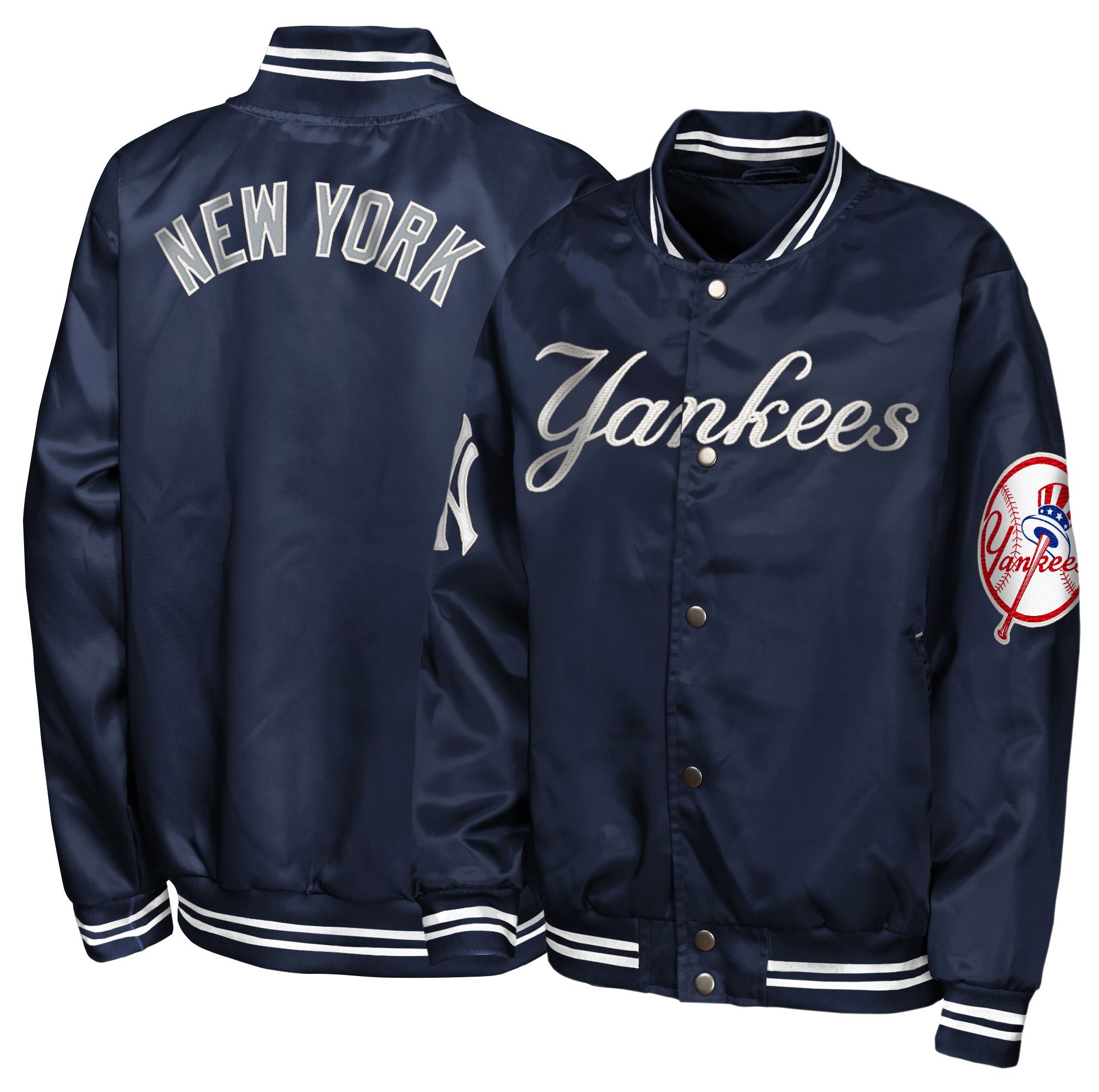 MLB Team Apparel Youth New York Yankees  Tailsweep Satin Jacket