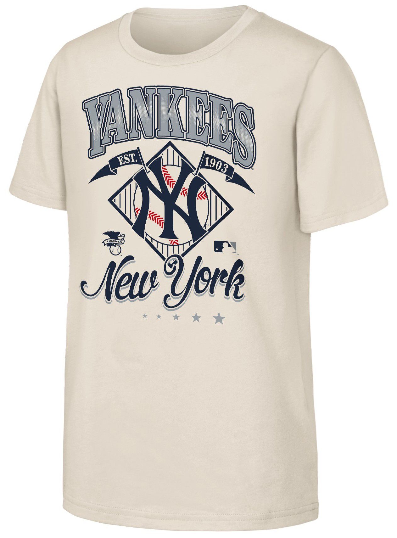 MLB Team Apparel Youth New York Yankees Tan Triple Hit T-Shirt