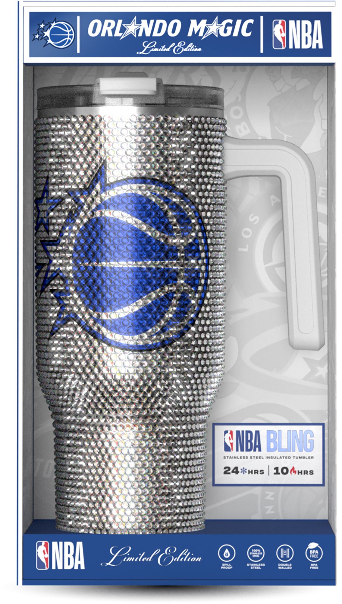 HYDRAPEAK Adult Orlando Magic Silver 40-Ounce Bling Voyager Tumbler
