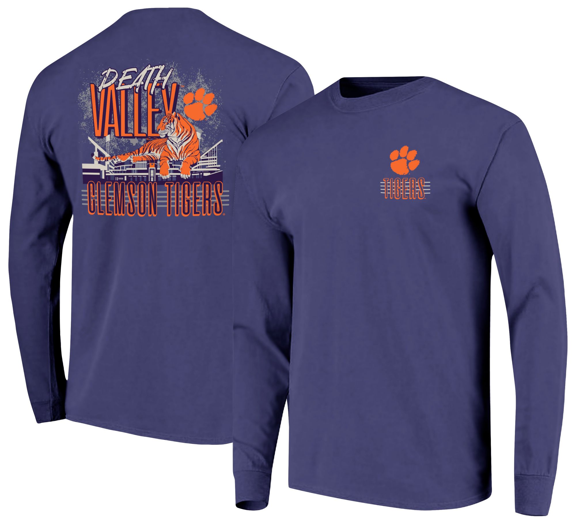 Image One Men's Clemson Tigers Grape Stadium Tiger Long Sleeve T-Shirt