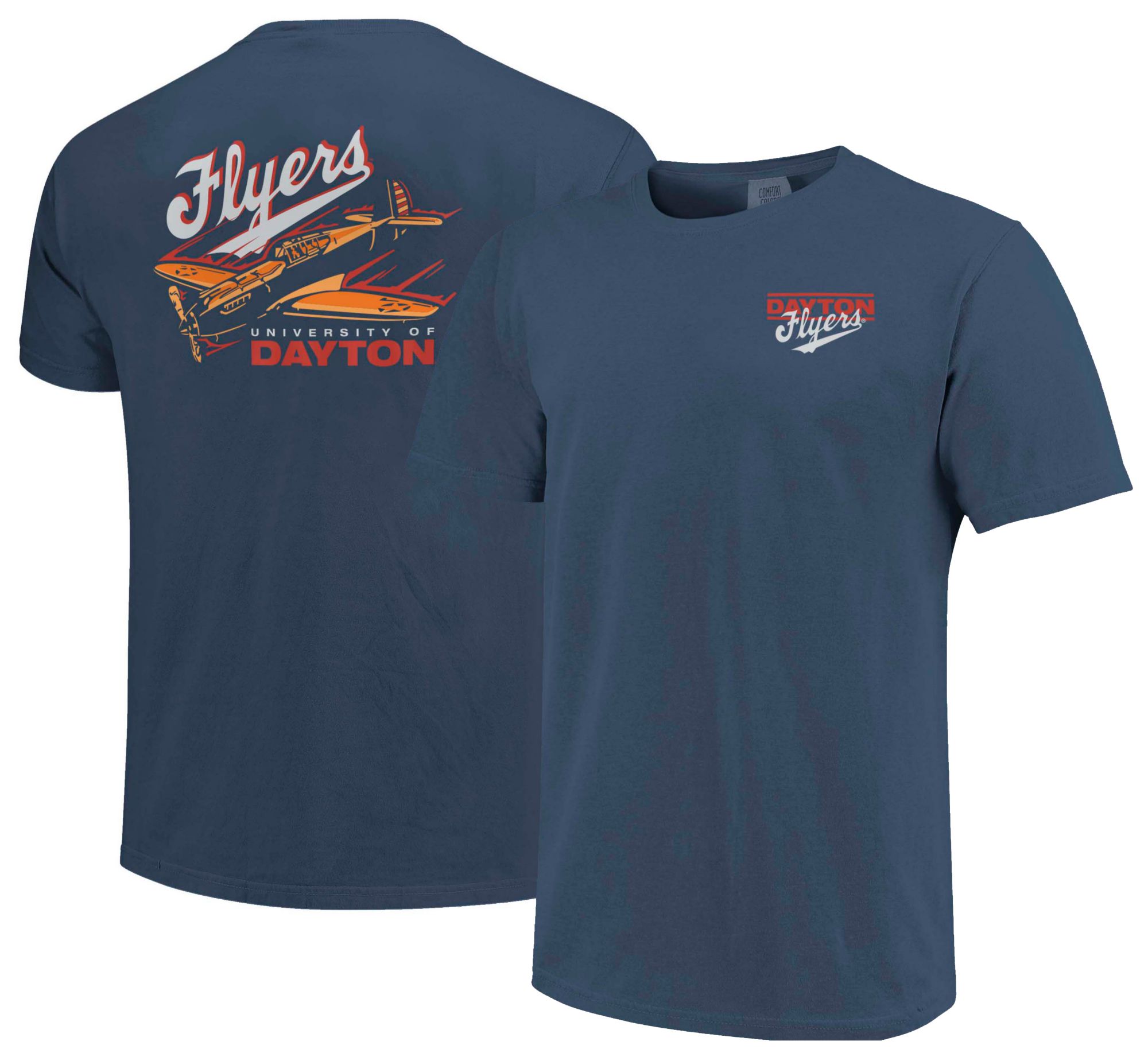 Image One Adult Dayton Flyers Vintage Script Navy T-Shirt