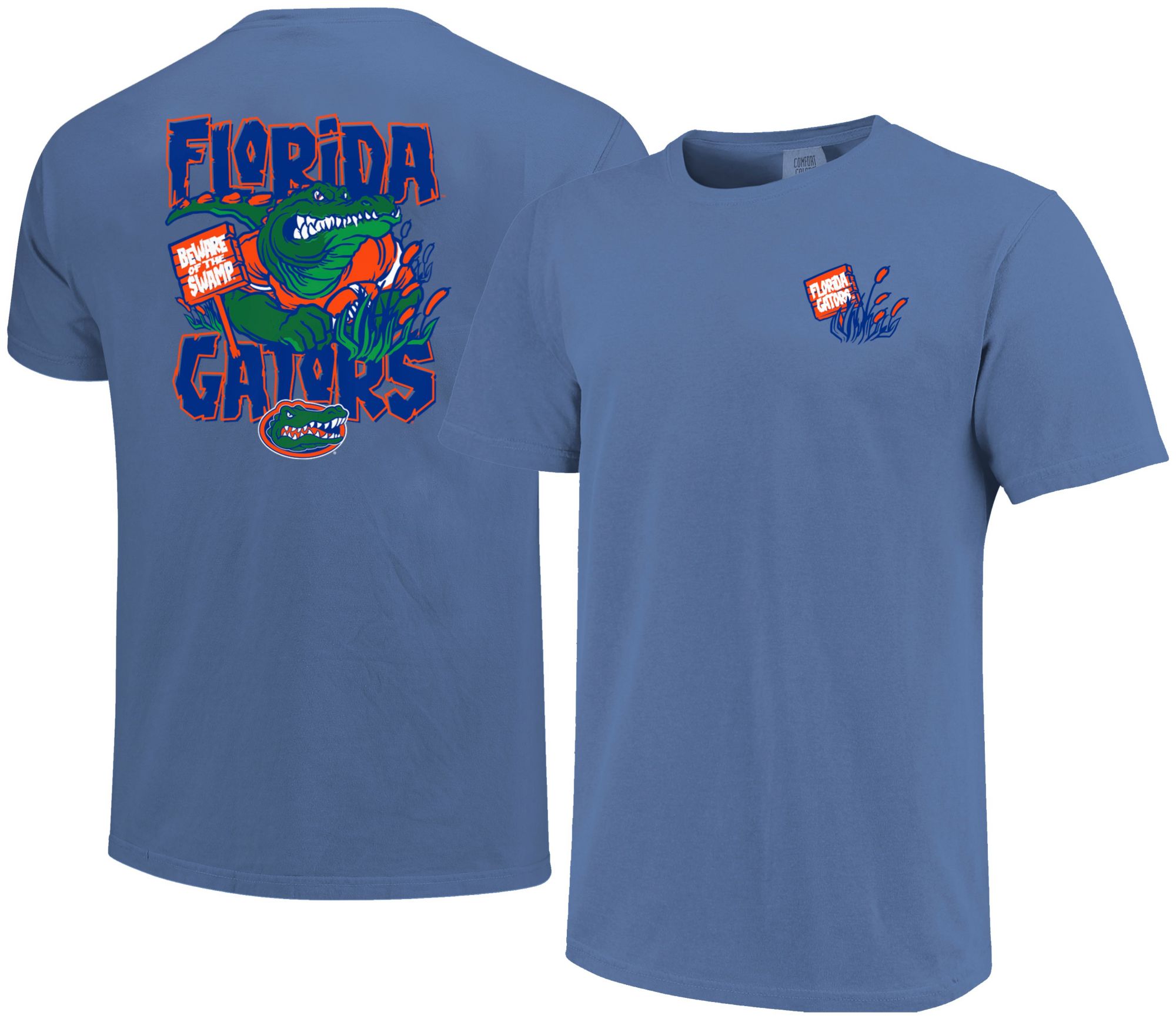 Image One Men's Florida Gators Blue Beware Gator Cartoon Short Sleeve T-Shirt