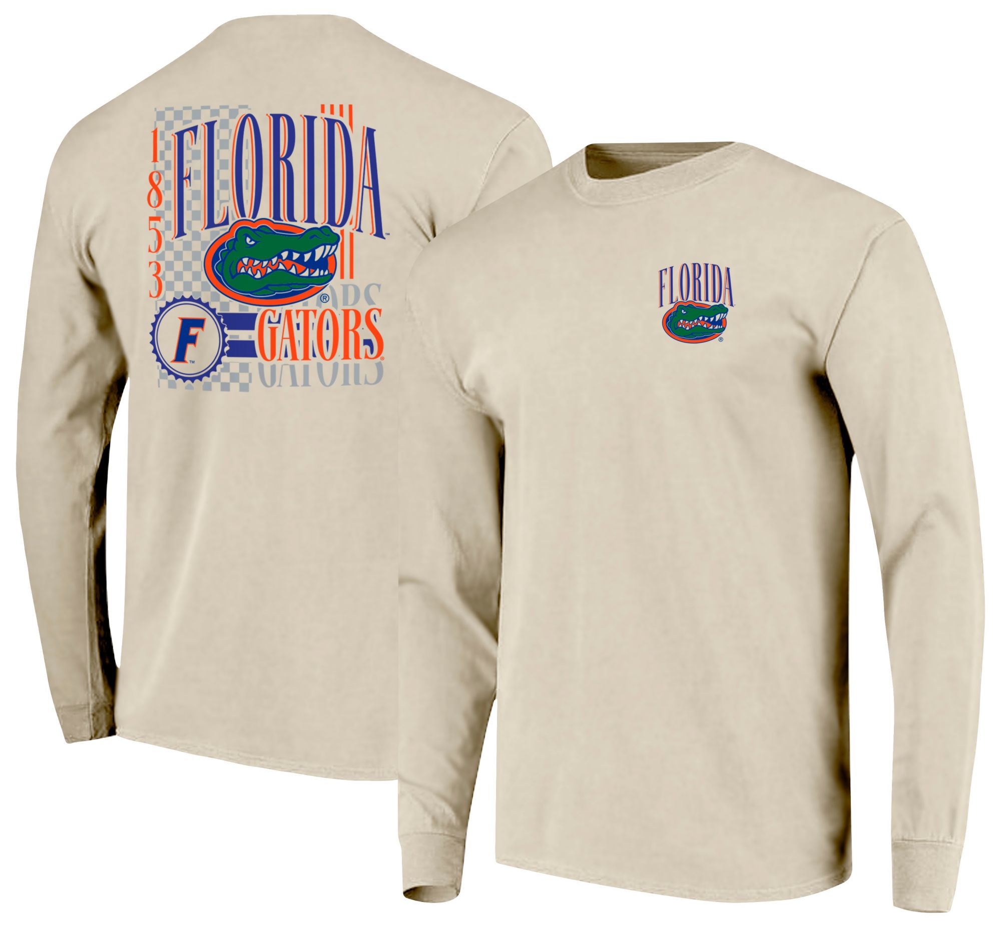 Image One Men's Florida Gators Ivory IV 90s Print Long Sleeve T-Shirt