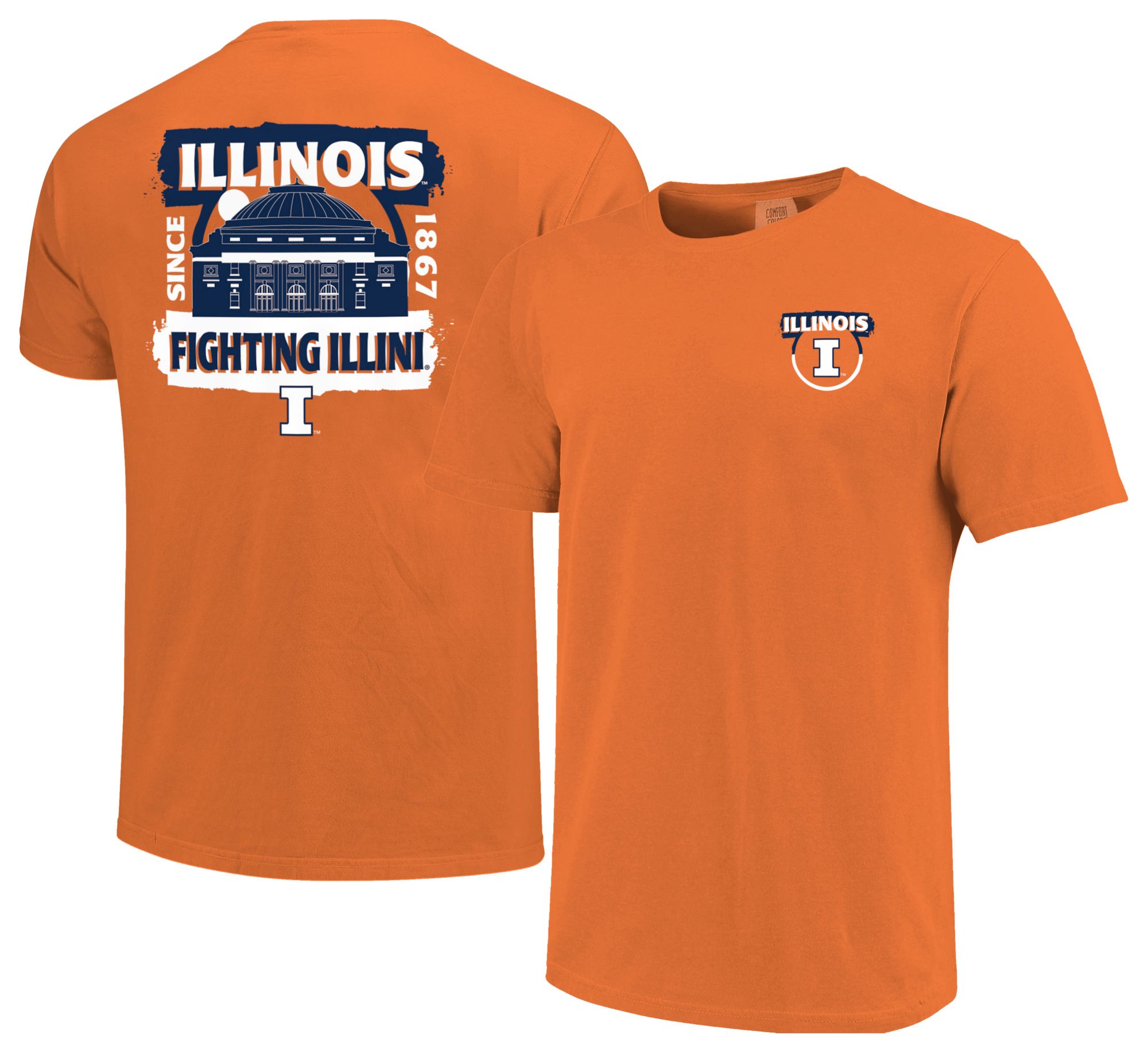 Image One Men's Illinois Fighting Illini Burnt Orange Double Stripe Campus T-Shirt