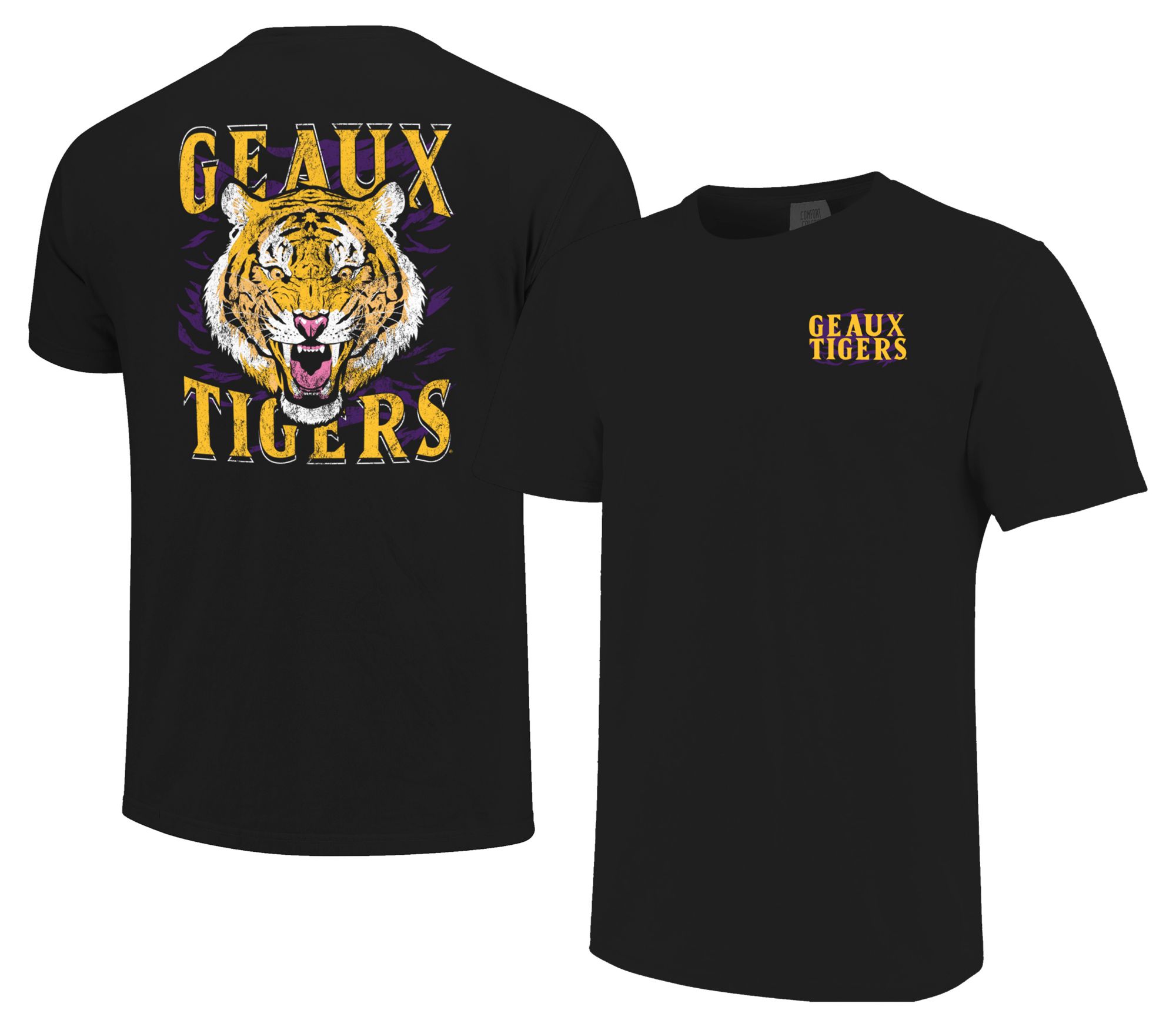Image One Men's LSU Tigers Black 'Flamin' Tiger' T-Shirt