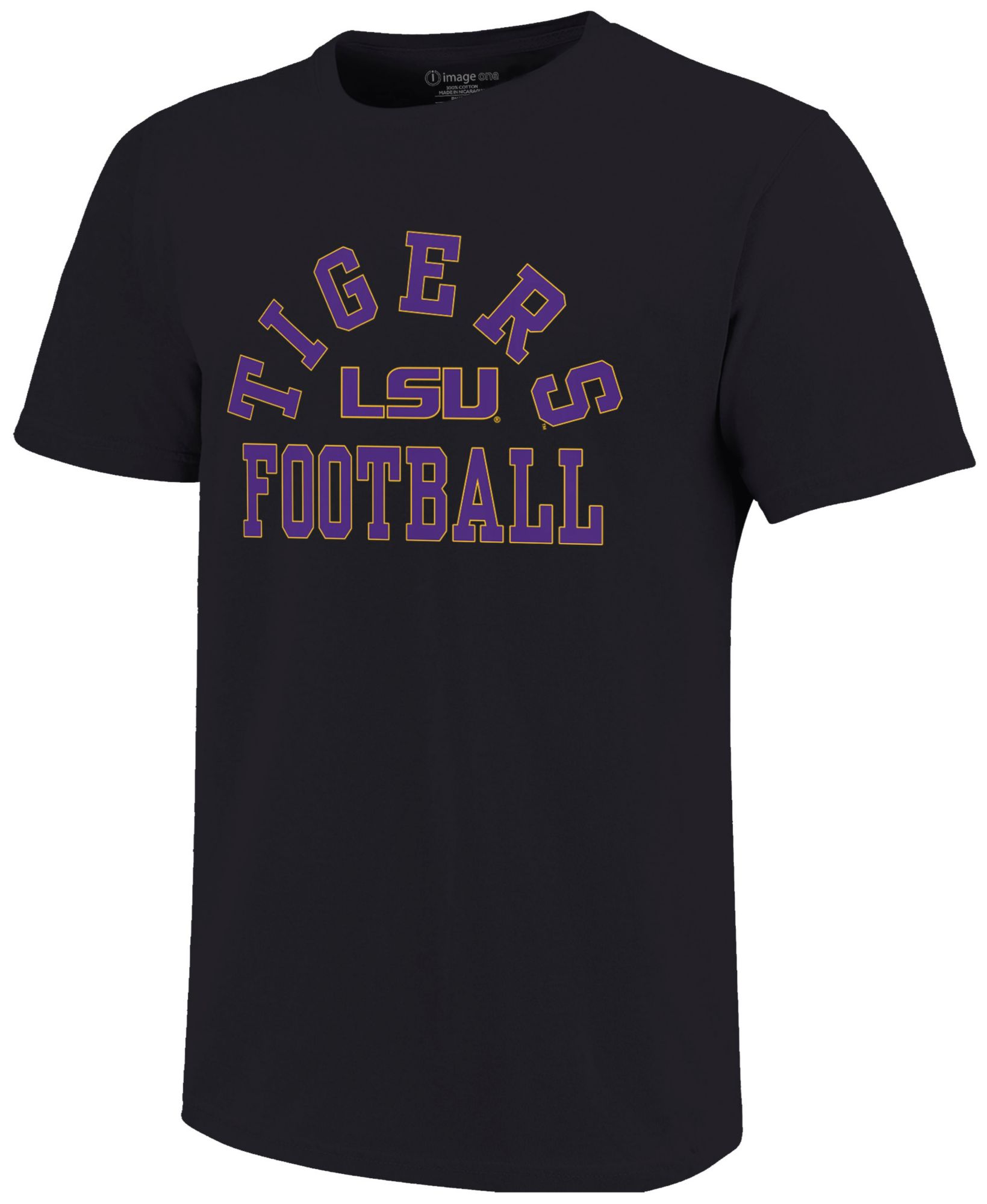 Image One Men's LSU Tigers Black Arch Football T-Shirt