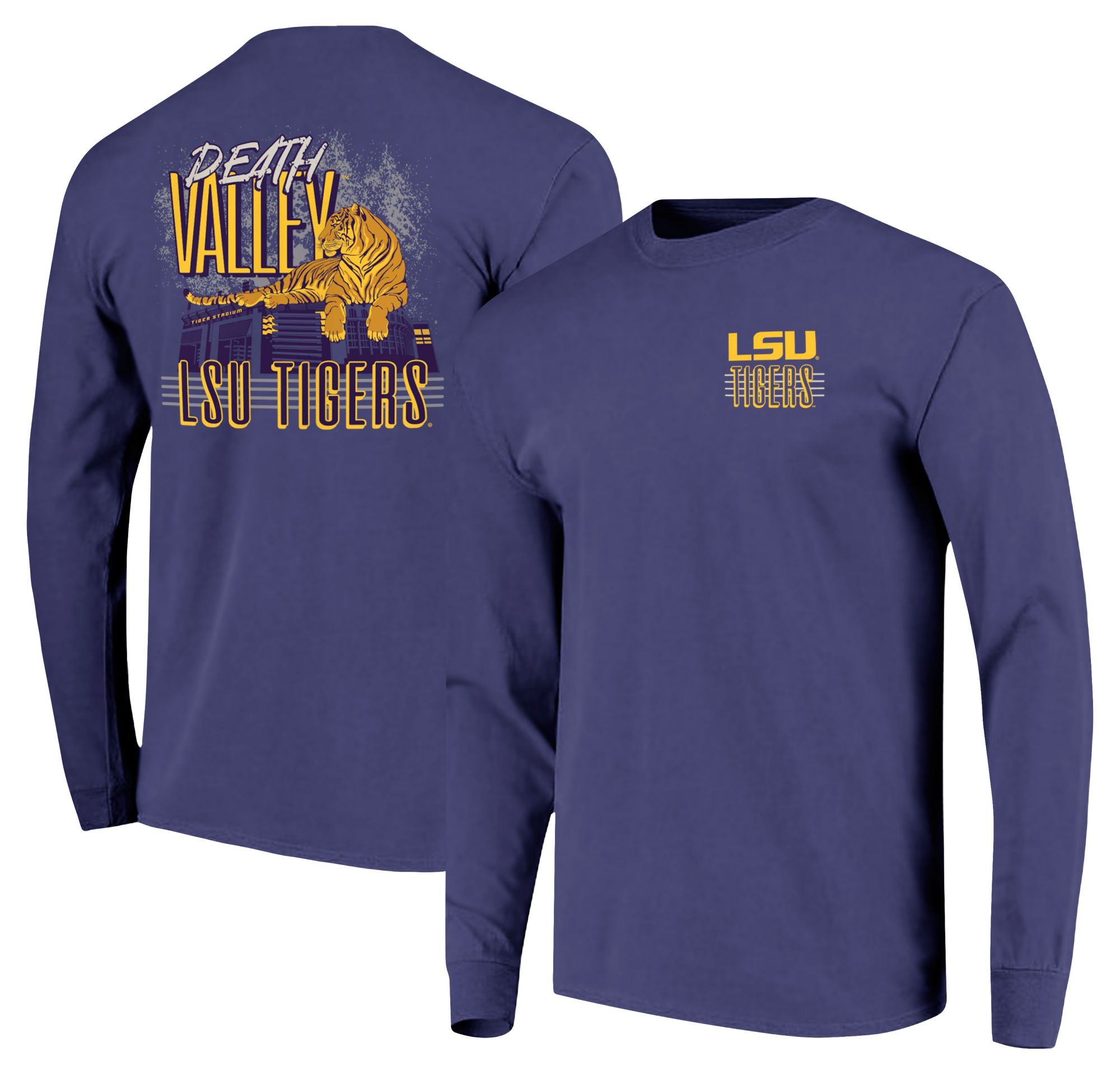 Image One Men's LSU Tigers Grape Stadium Tiger Long Sleeve T-Shirt