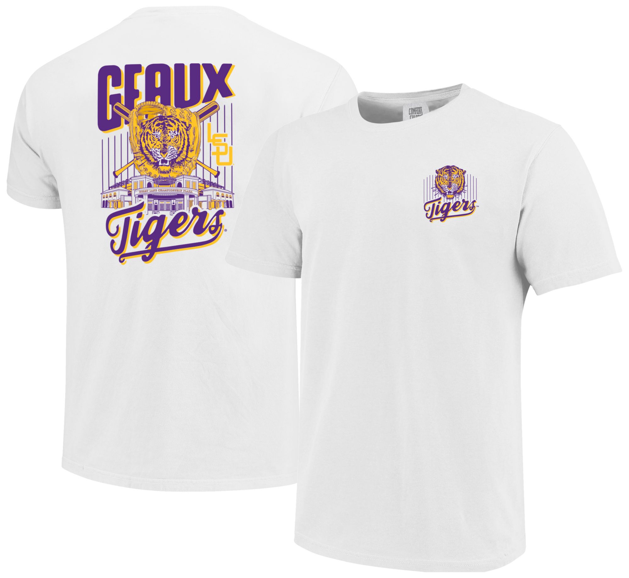 Image One Men's LSU Tigers White Pinstripe Stadium T-Shirt