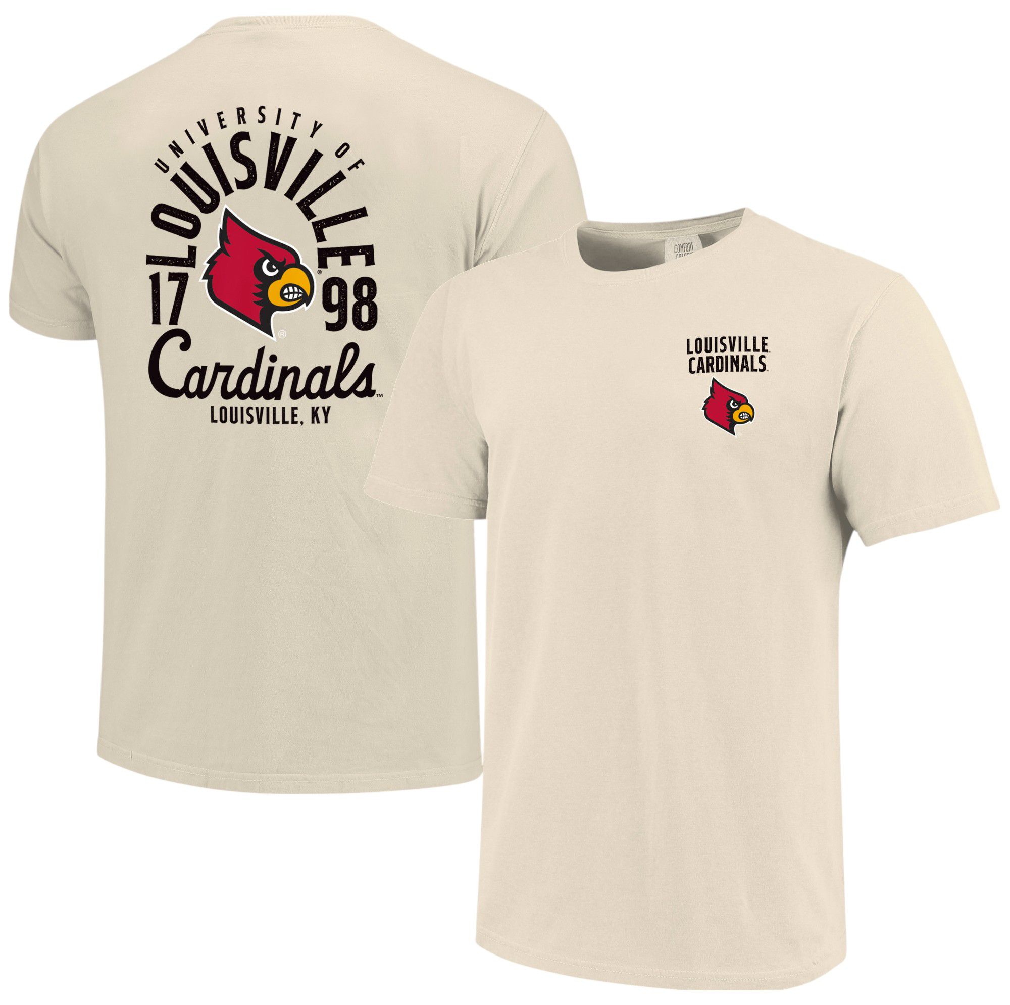 Image One Men's Louisville Cardinals Ivory Mascot T-Shirt