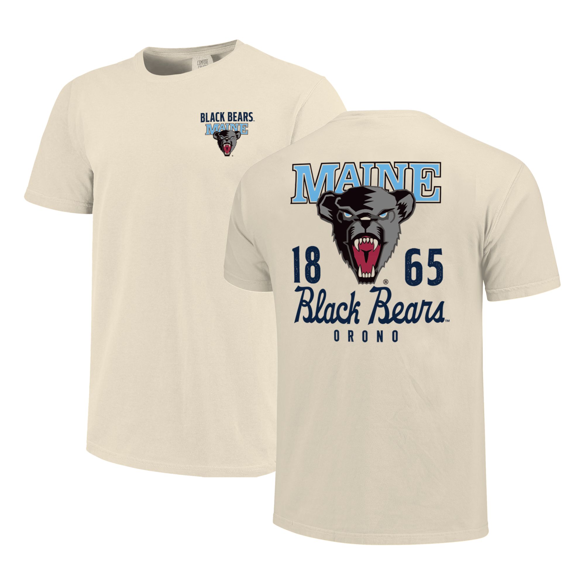 Image One Men's Maine Black Bears Ivory Mascot Overlay T-Shirt