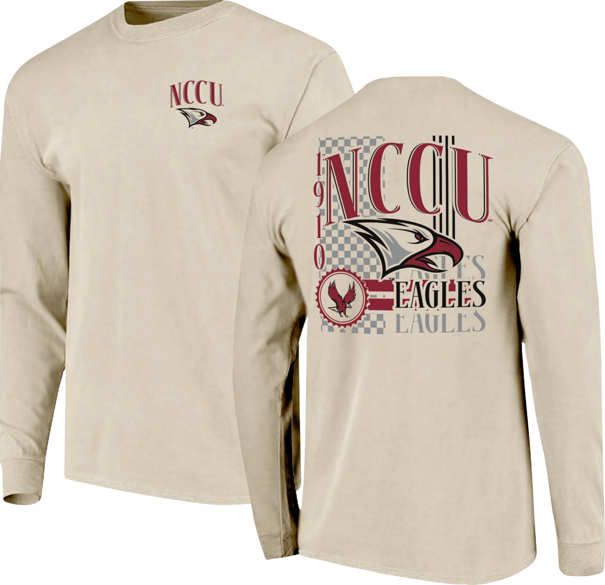 Image One Men's North Carolina Central Eagles Ivory 90s Print Long Sleeve T-Shirt