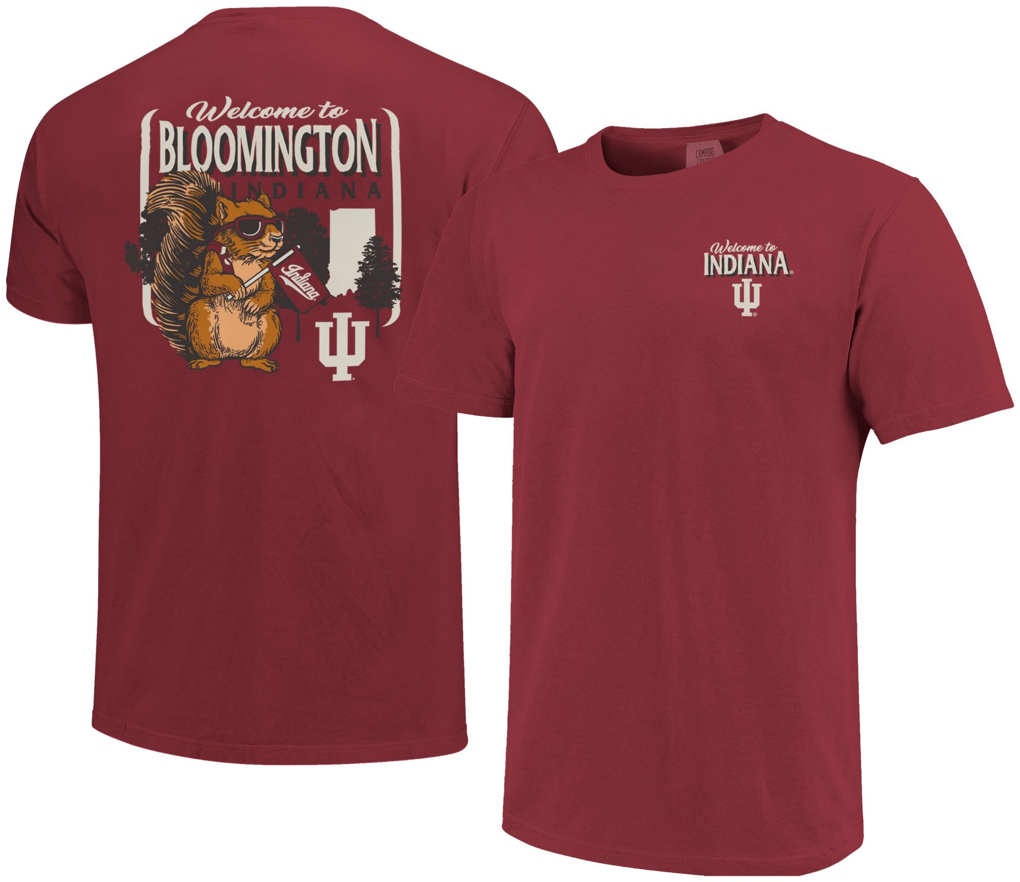 Image One Men's Indiana Hoosiers Chili Fan Squirrel Campus Short Sleeve T-Shirt