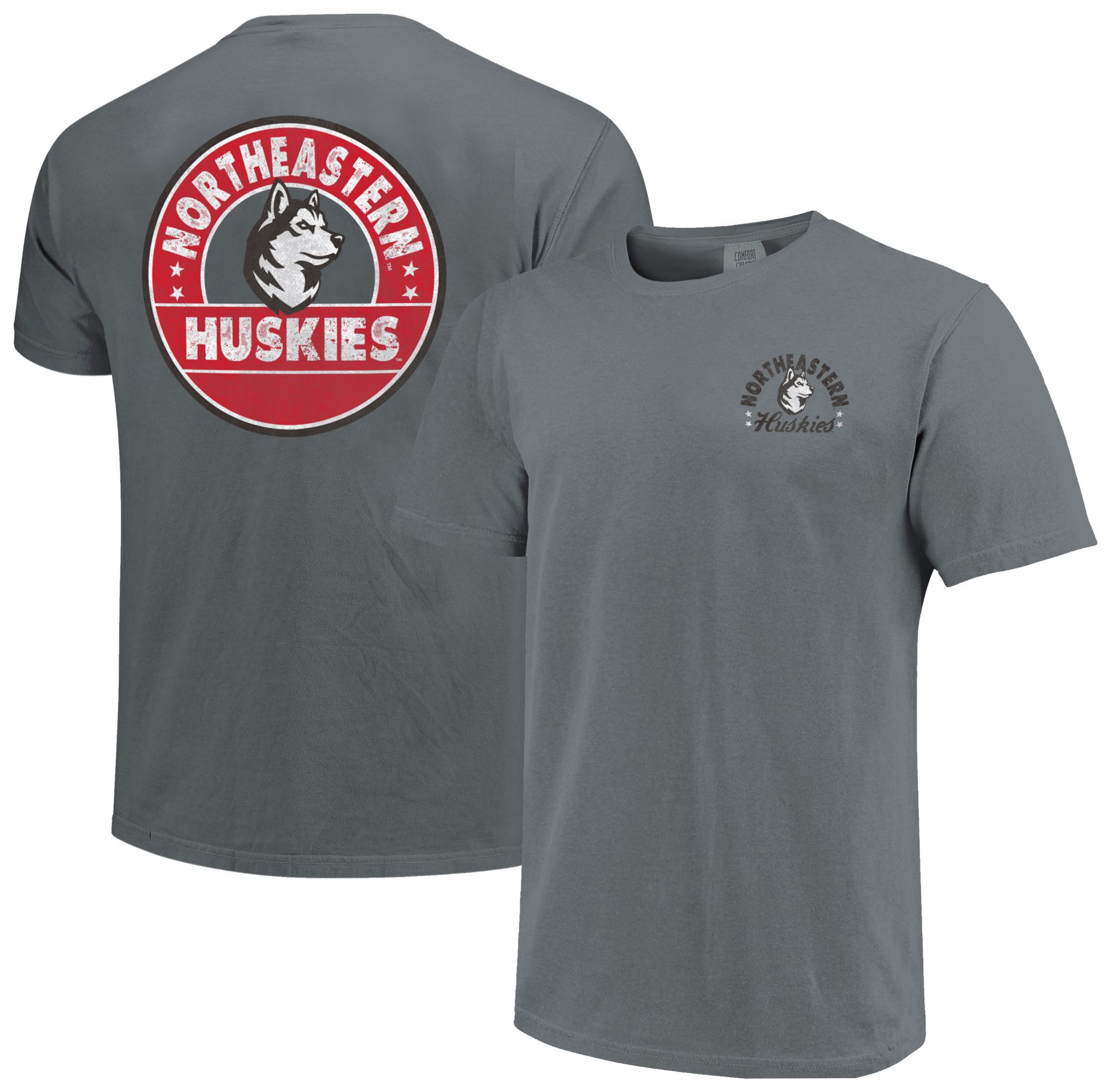 Image One Men's Northeastern Huskies Granite Hatched Shield Stars T-Shirt