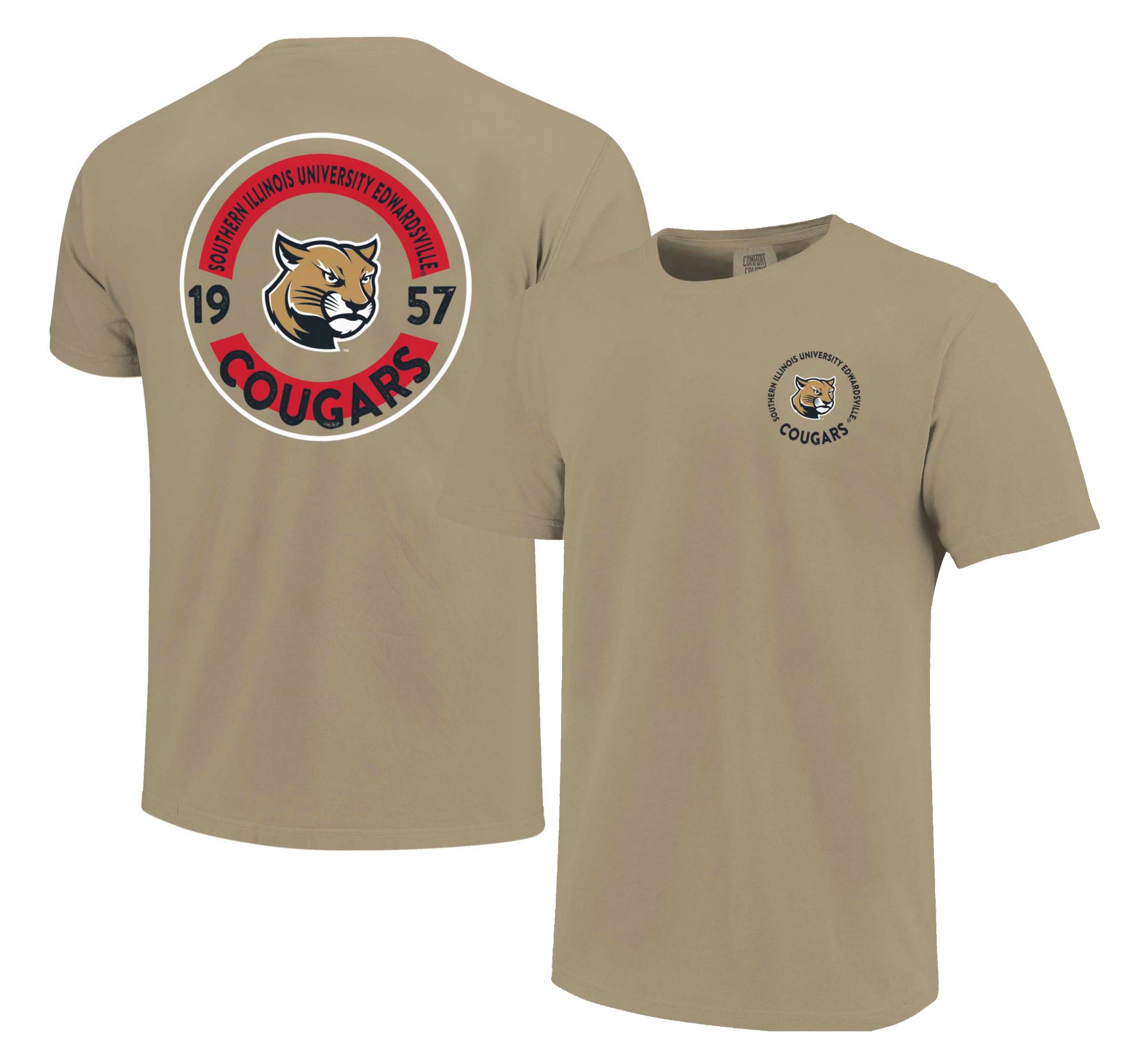 Image One Men's SIU Edwardsville Cougars Khaki Mascot T-Shirt