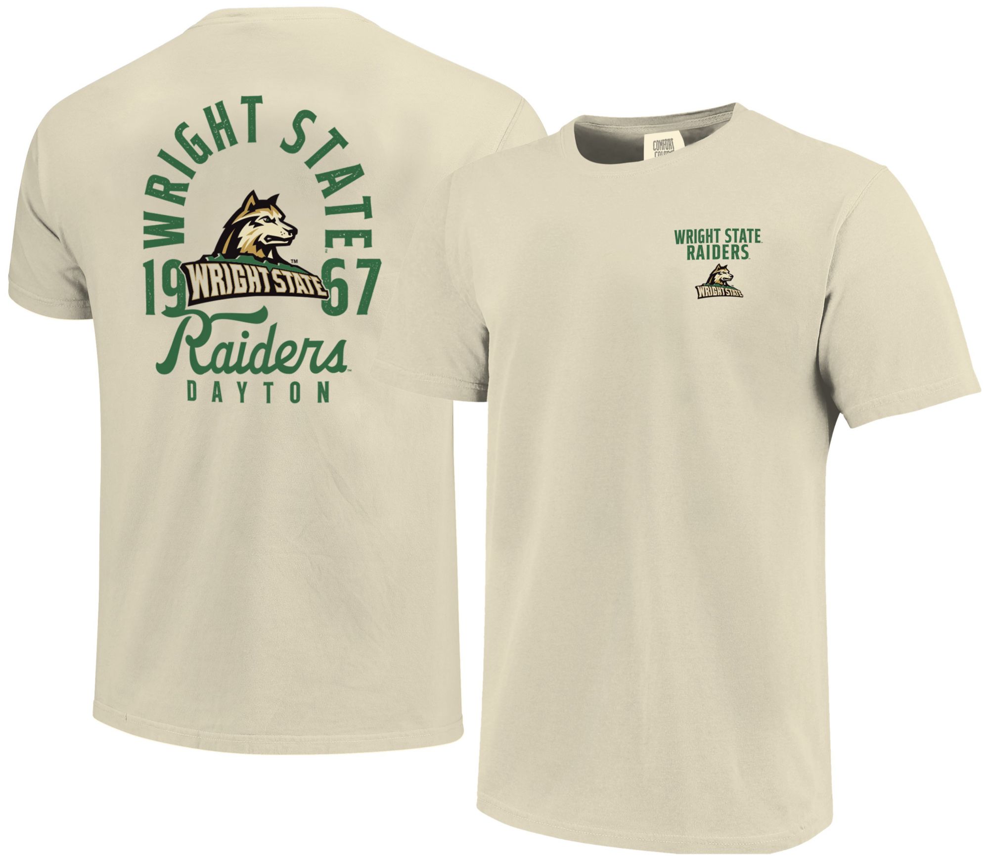 Image One Men's Wright State Raiders Ivory Mascot T-Shirt