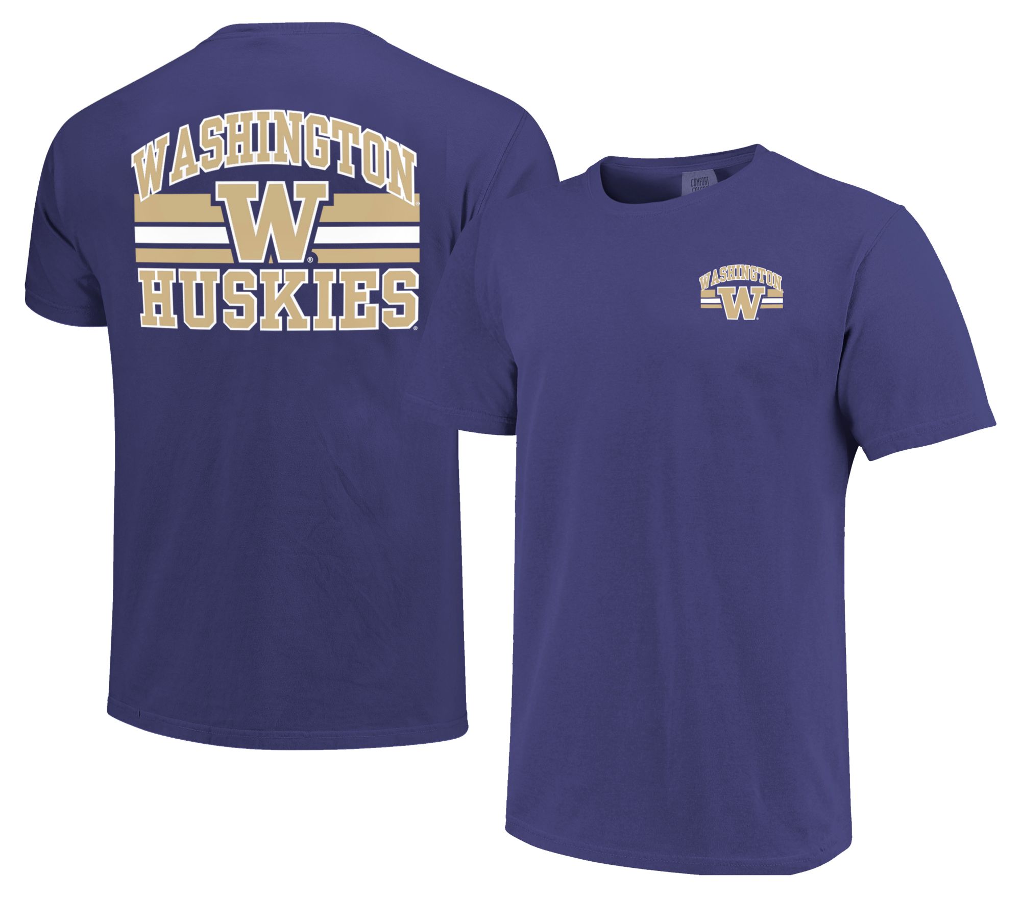 Image One Men's Washington Huskies Grape Mascot Arched Short Sleeve T-Shirt