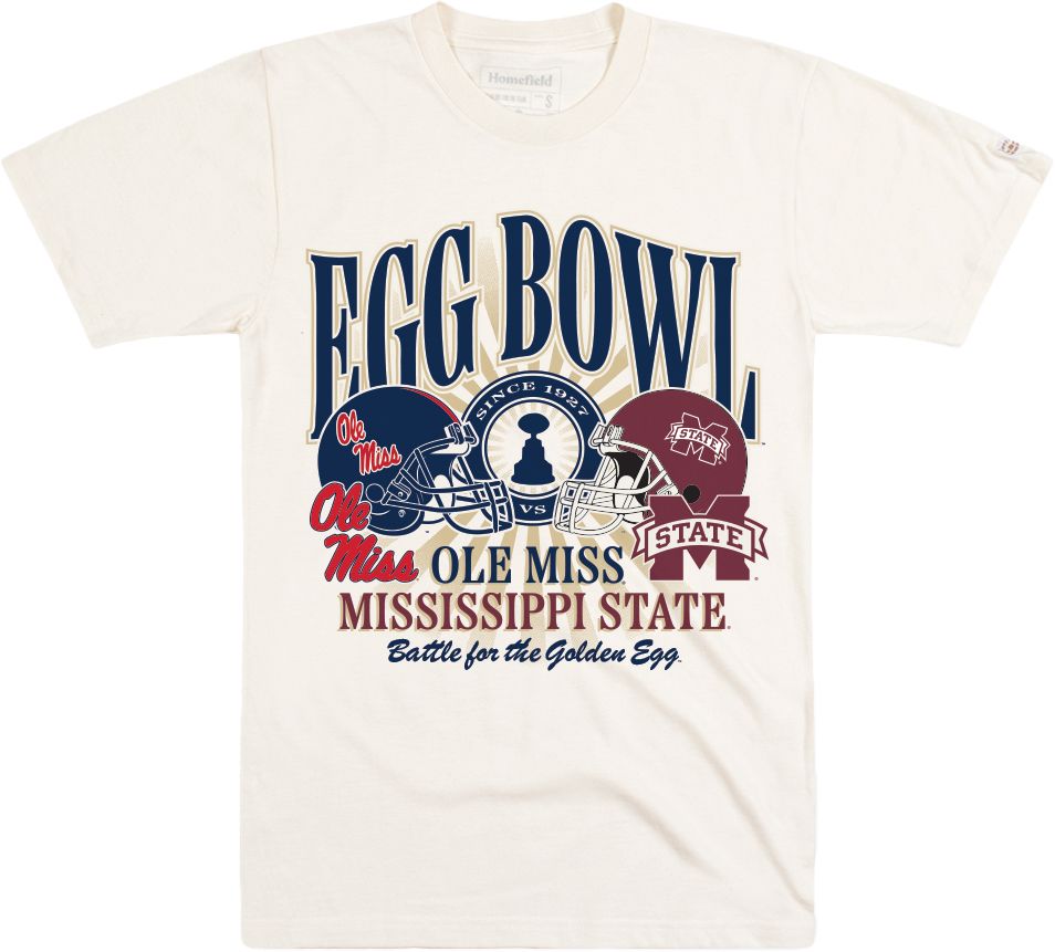 Homefield Adult Mississippi State Bulldogs VS. Ole Miss Rebels 'The Egg Bowl' Cream T-Shirt