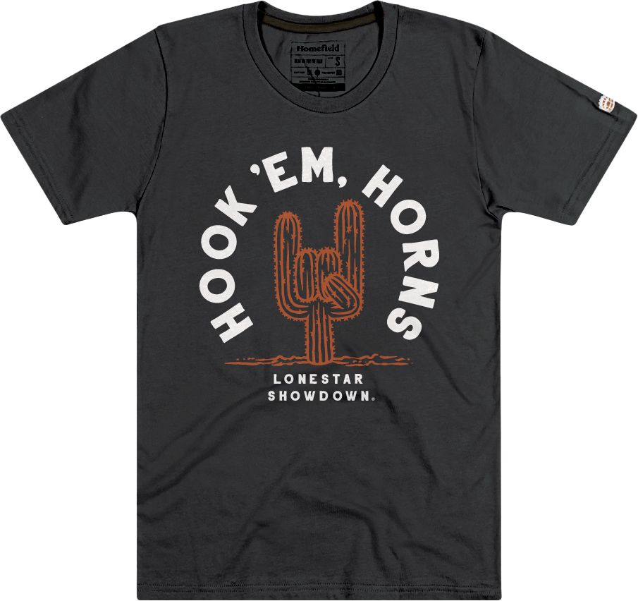 Homefield Adult Texas Longhorns Black Hook'em Horns T-Shirt