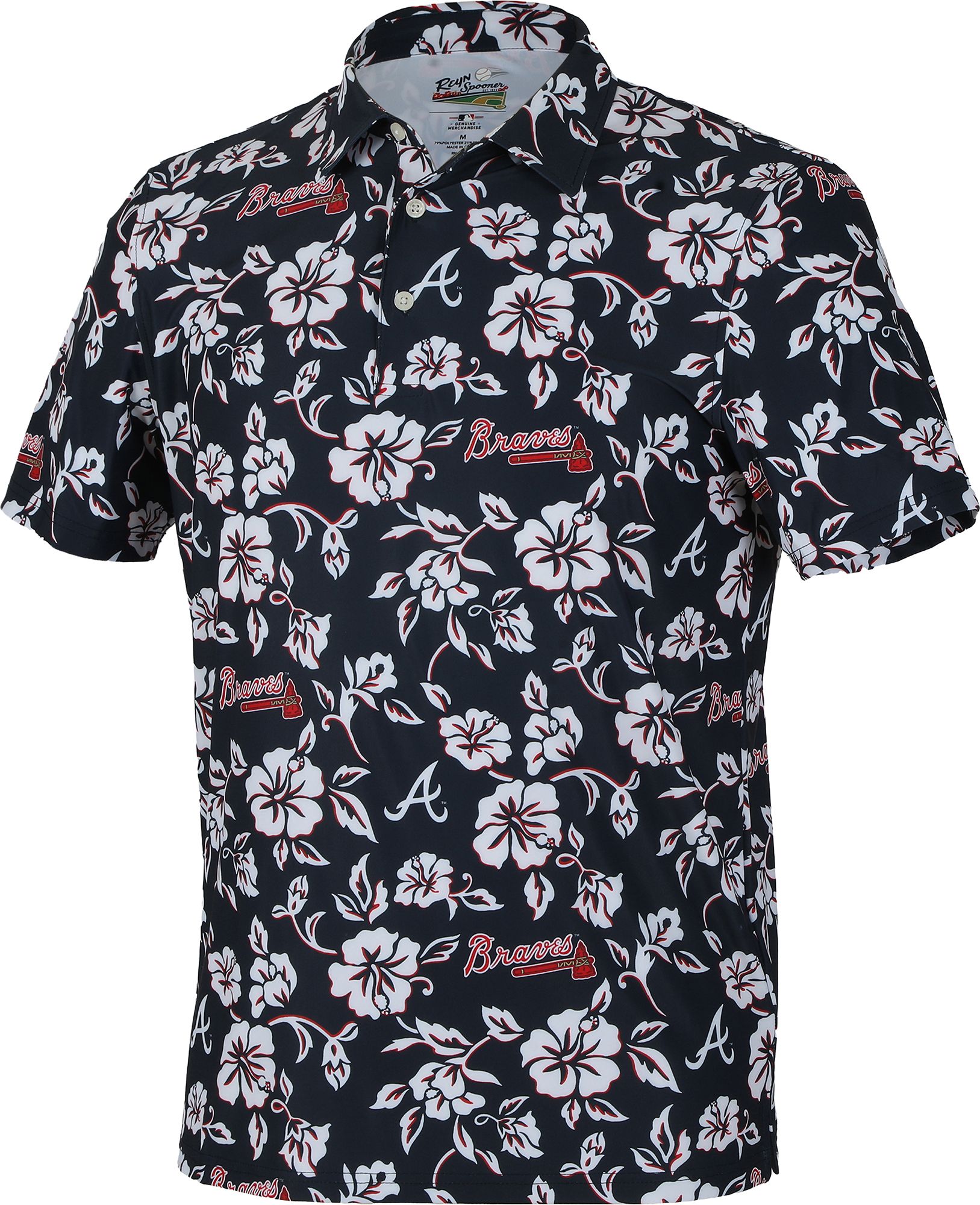 Reyn Spooner Men's Atlanta Braves Blue Pua Polo