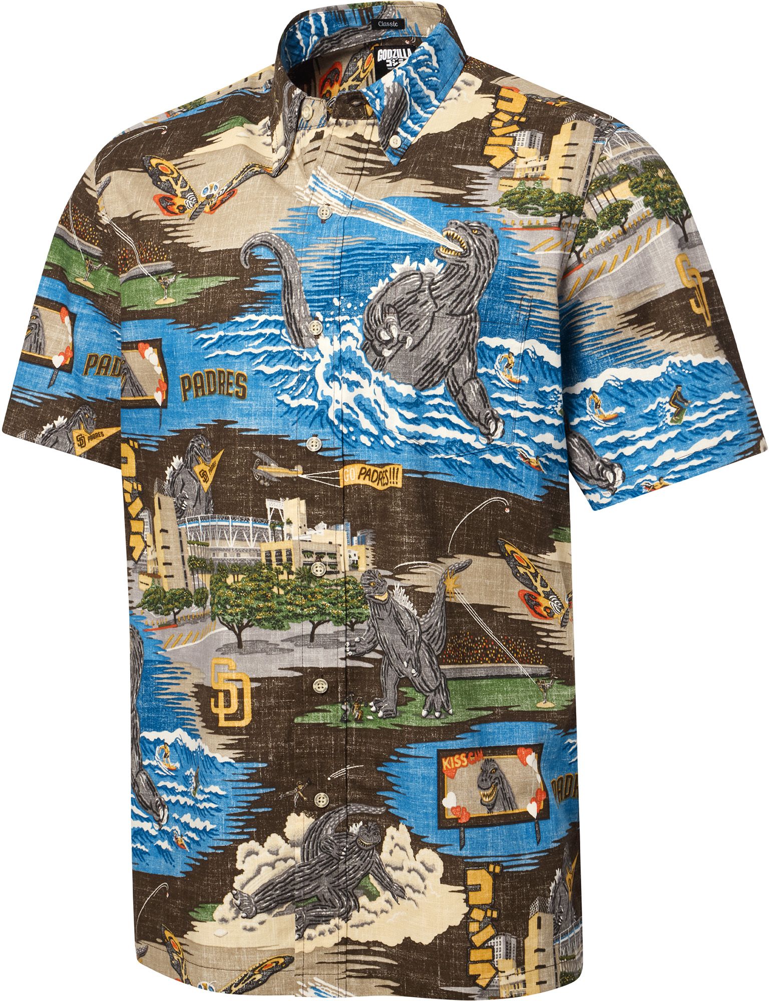 Reyn Spooner Men's San Diego Padres Brown Godzilla T-Shirt